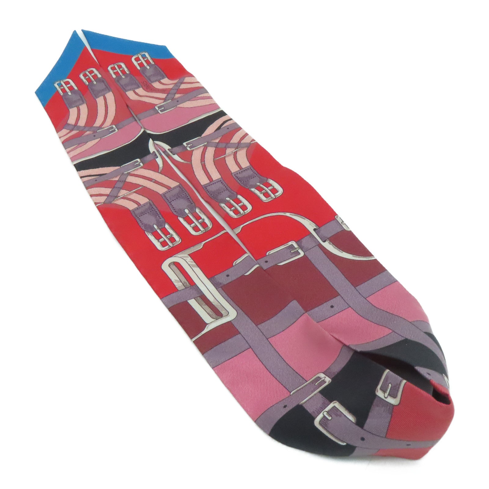 HERMES [Sharp Discount] Silk Twilly Scarf Red/Black/Blue