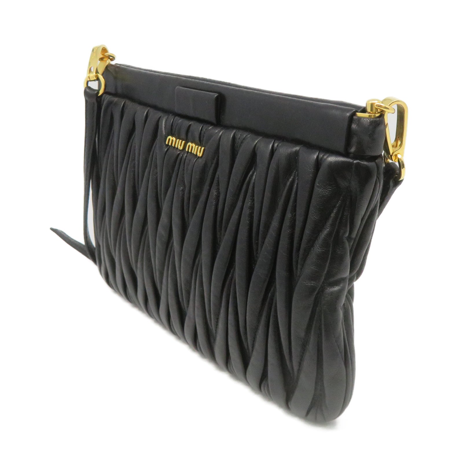 Miu Miu 羊皮皮革Shoulder Pouch Shoulder Bag肩背袋黑色