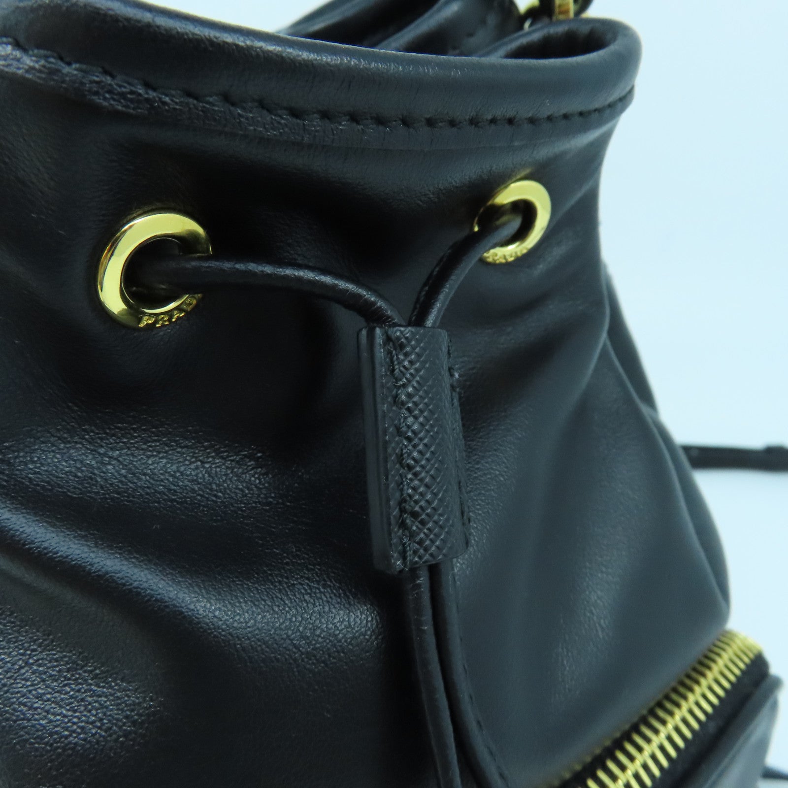 PRADA cowhide leather 2Way Bag gold buckle handle shoulder bag black