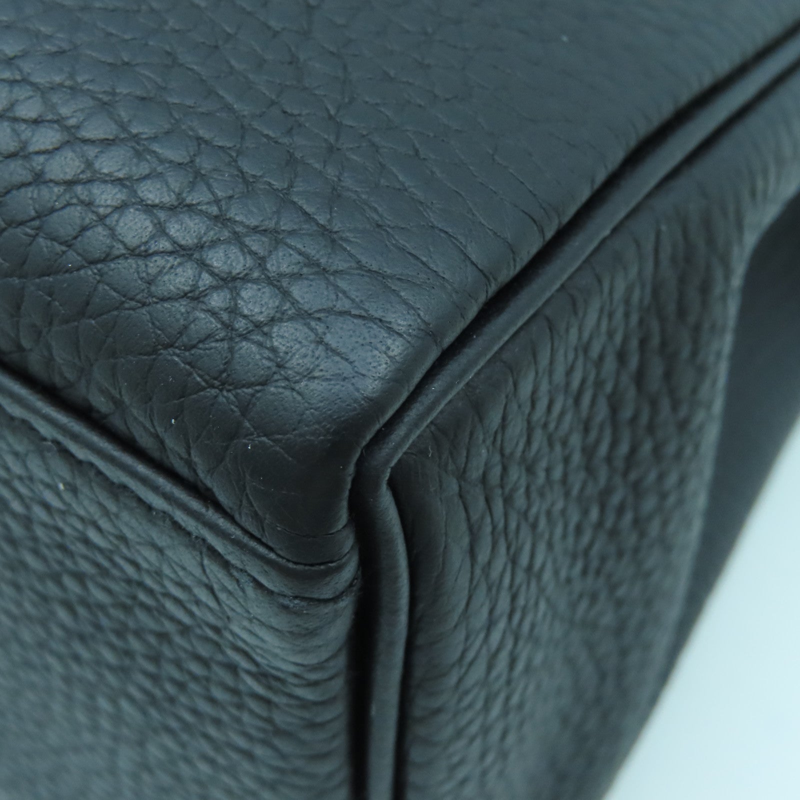 HERMES Togo皮革Kelly Ado銀扣背包黑色