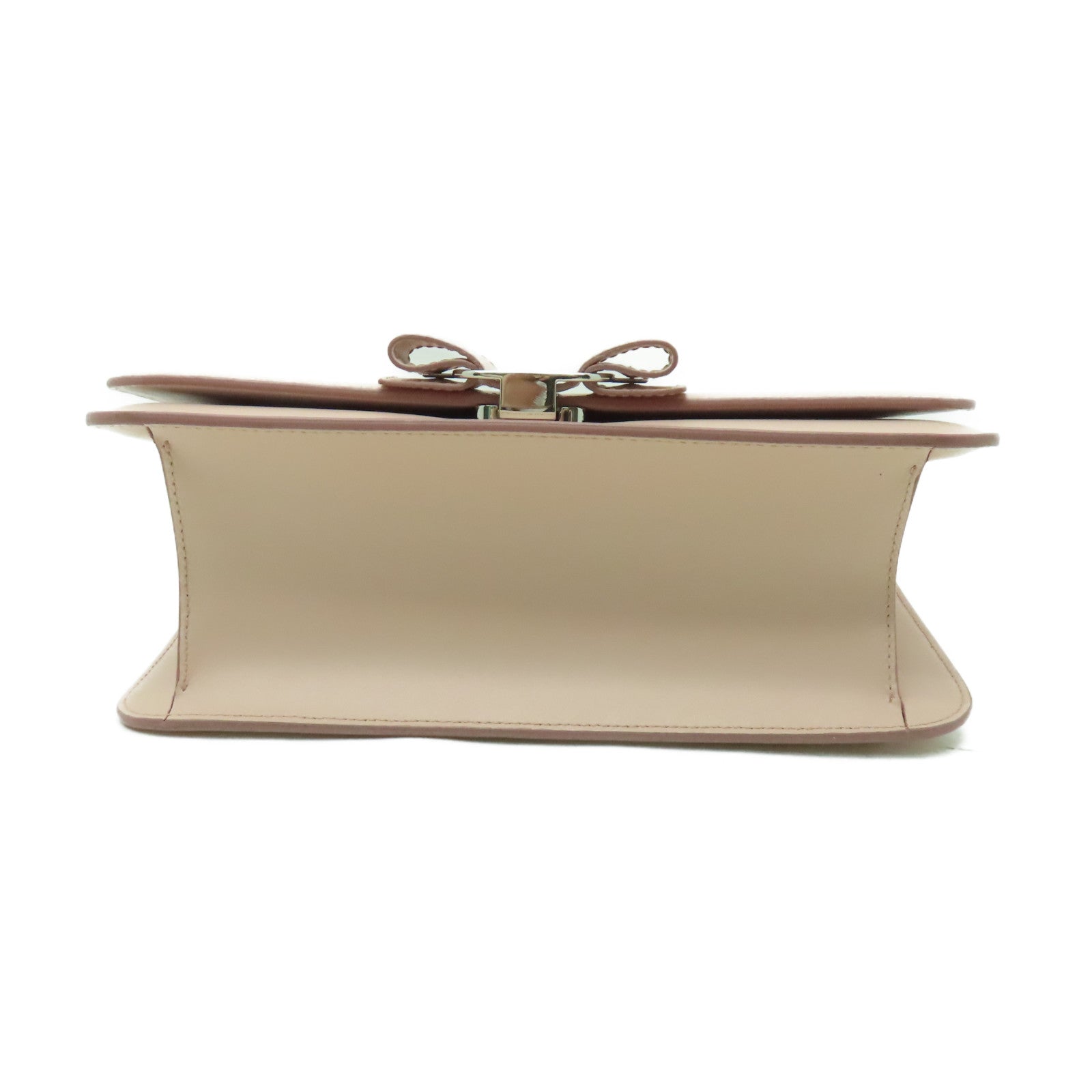 Salvatore Ferragamo 牛皮皮革Chain Shoulder銀扣肩背袋粉紅色