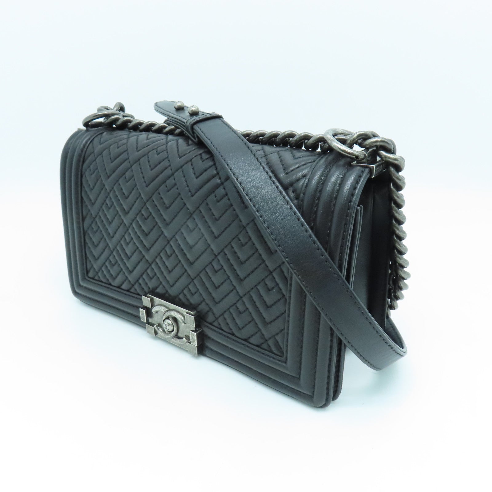 CHANEL 羊皮皮革Chain Shoulder Bag链带肩背袋黑色