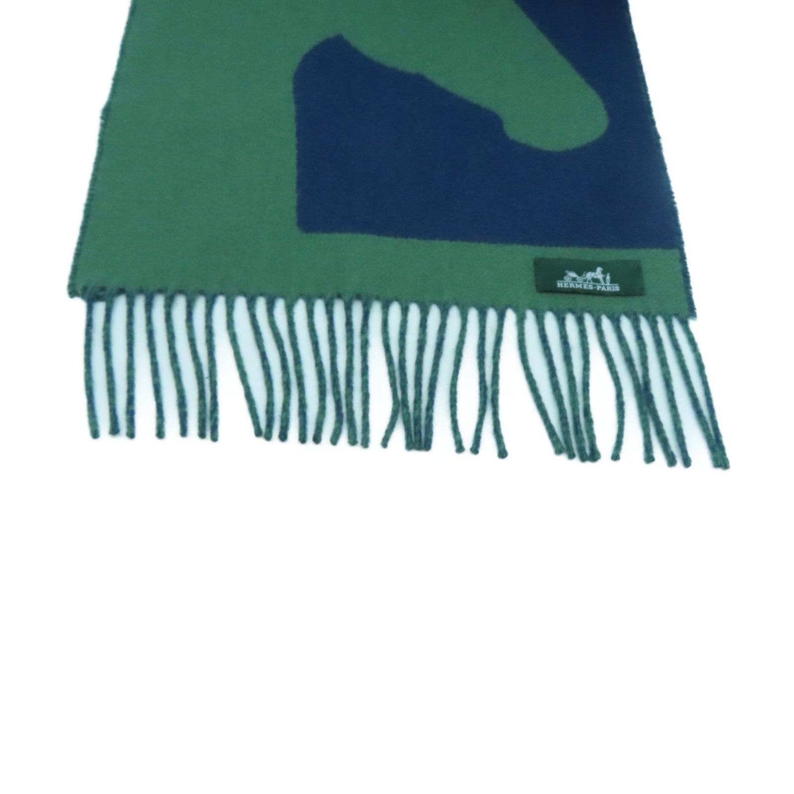 HERMES 羊絨Scarf圍巾綠色/藍色