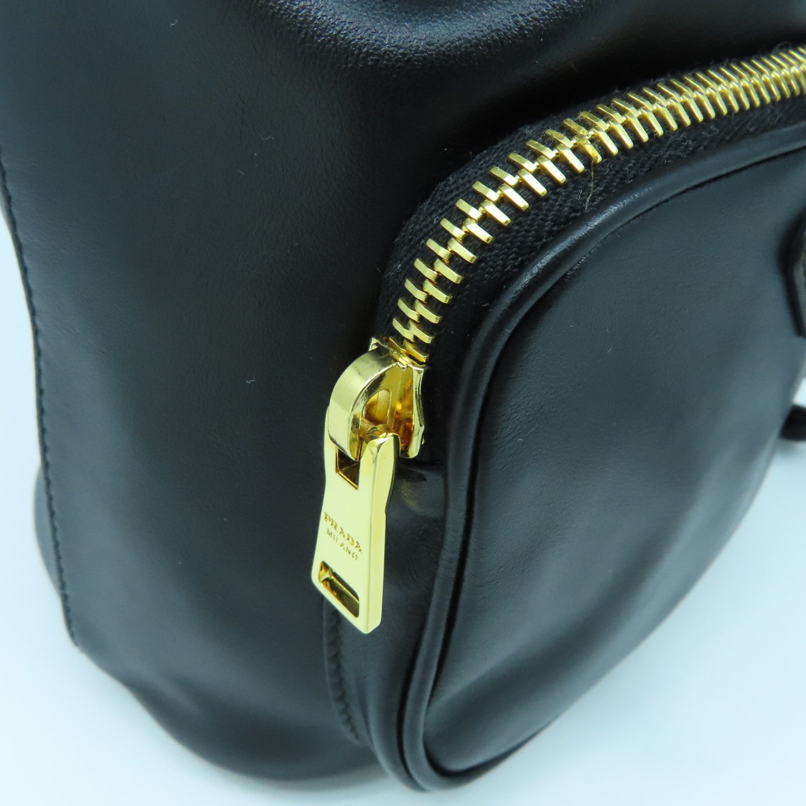 PRADA cowhide leather 2Way Bag gold buckle handle shoulder bag black