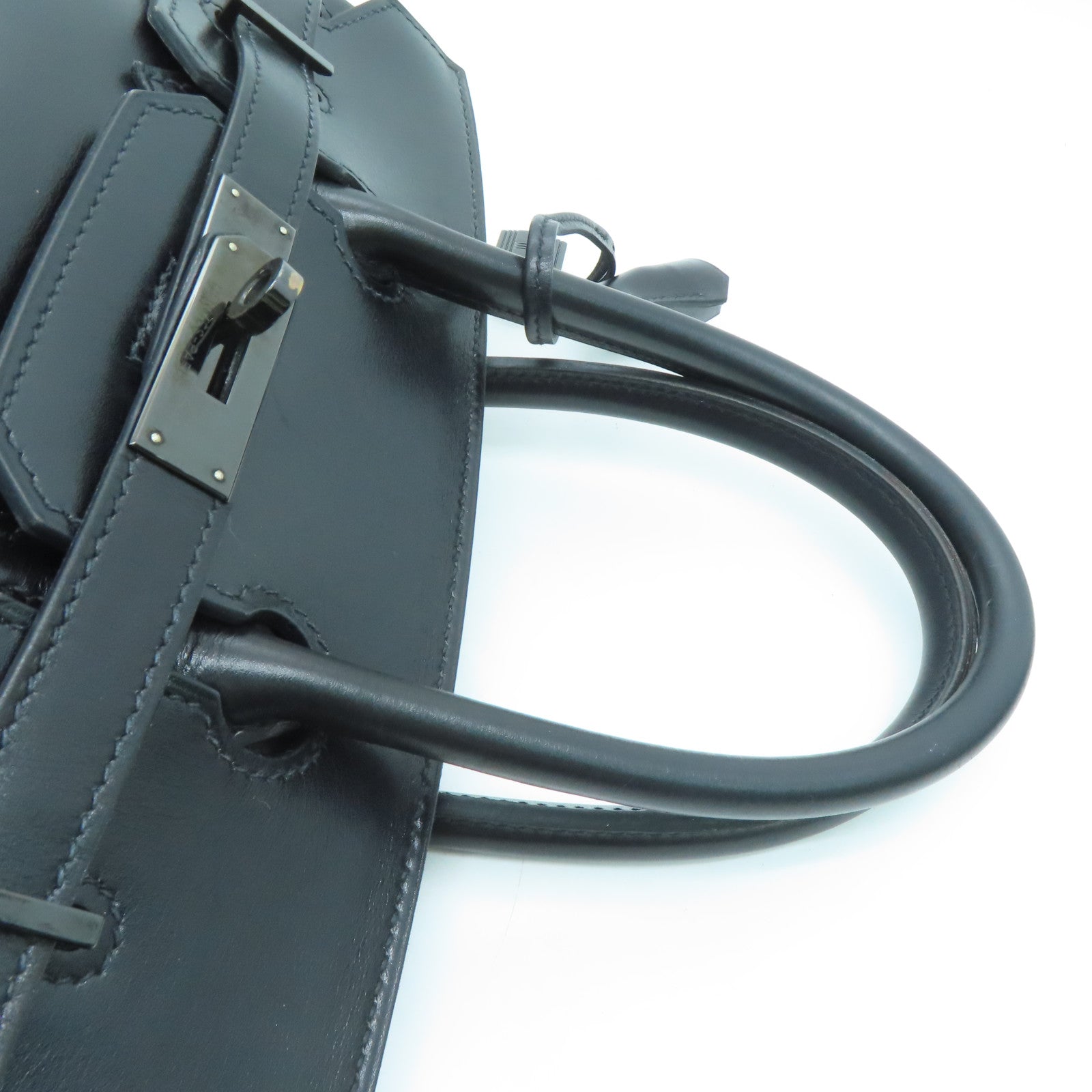 HERMES Box Calf皮革Birkin 30 So Black手挽袋黑色