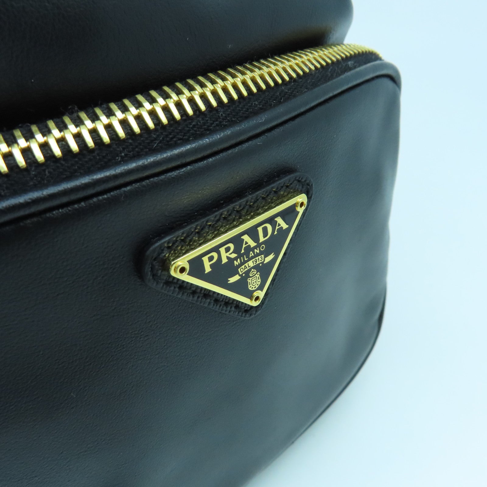 PRADA cowhide leather 2Way Bag gold buckle handle shoulder bag black