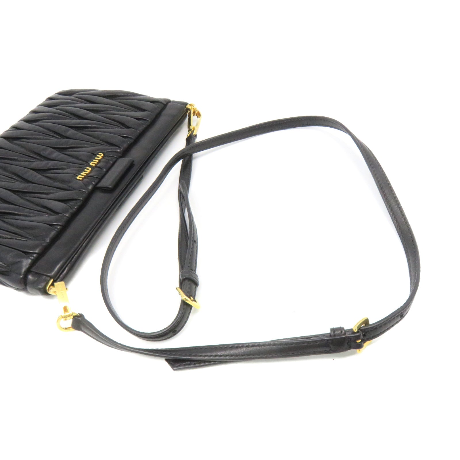 Miu Miu 羊皮皮革Shoulder Pouch Shoulder Bag肩背袋黑色