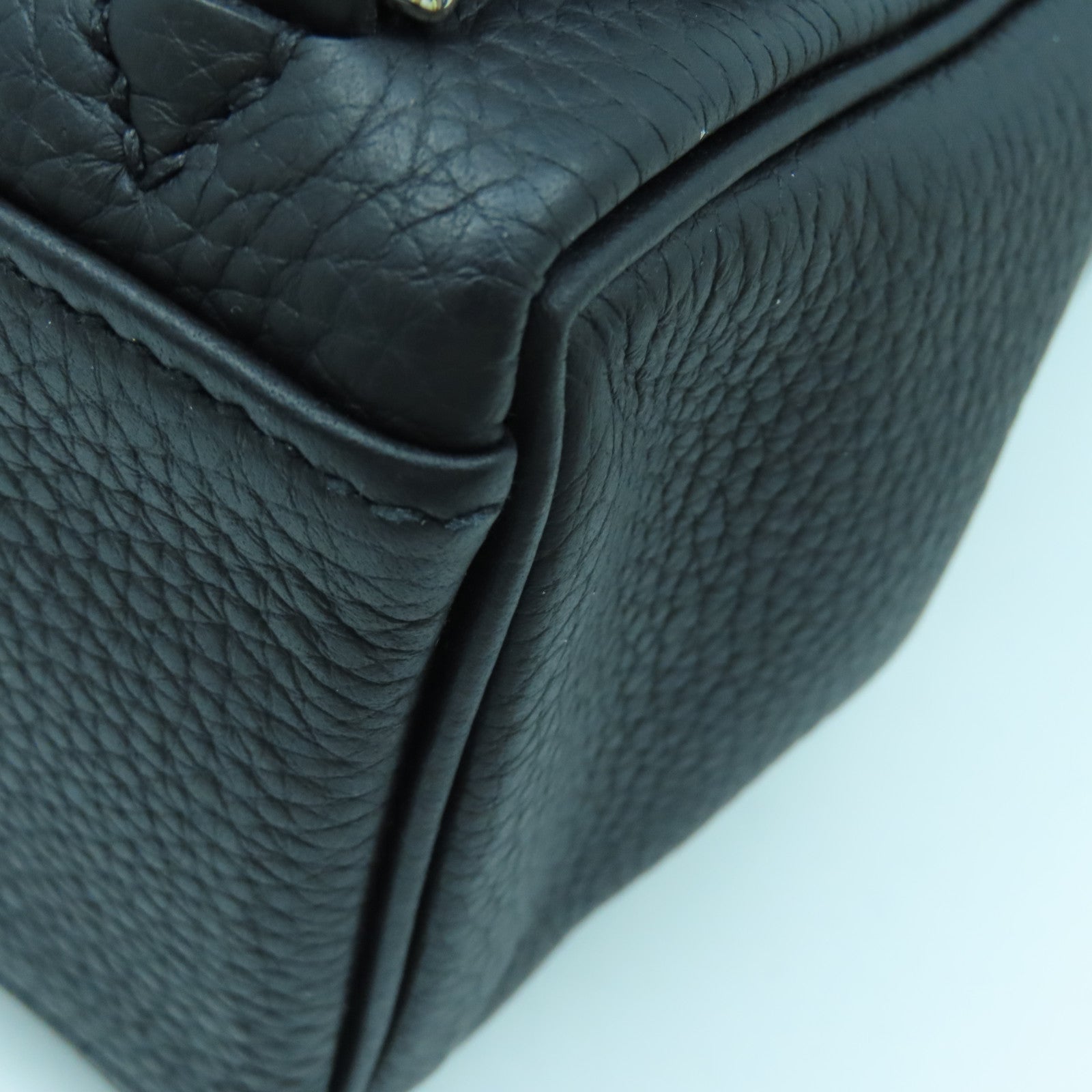 HERMES Togo皮革Kelly Ado銀扣背包黑色