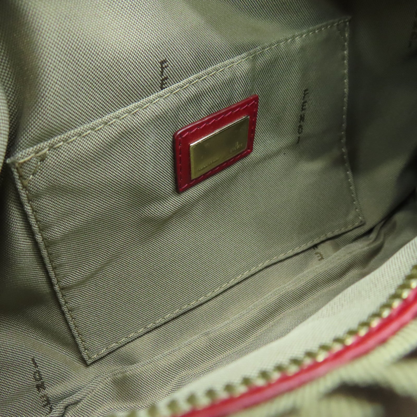 FENDI 帆布Hand Bag金扣手挽袋棕色/紅色