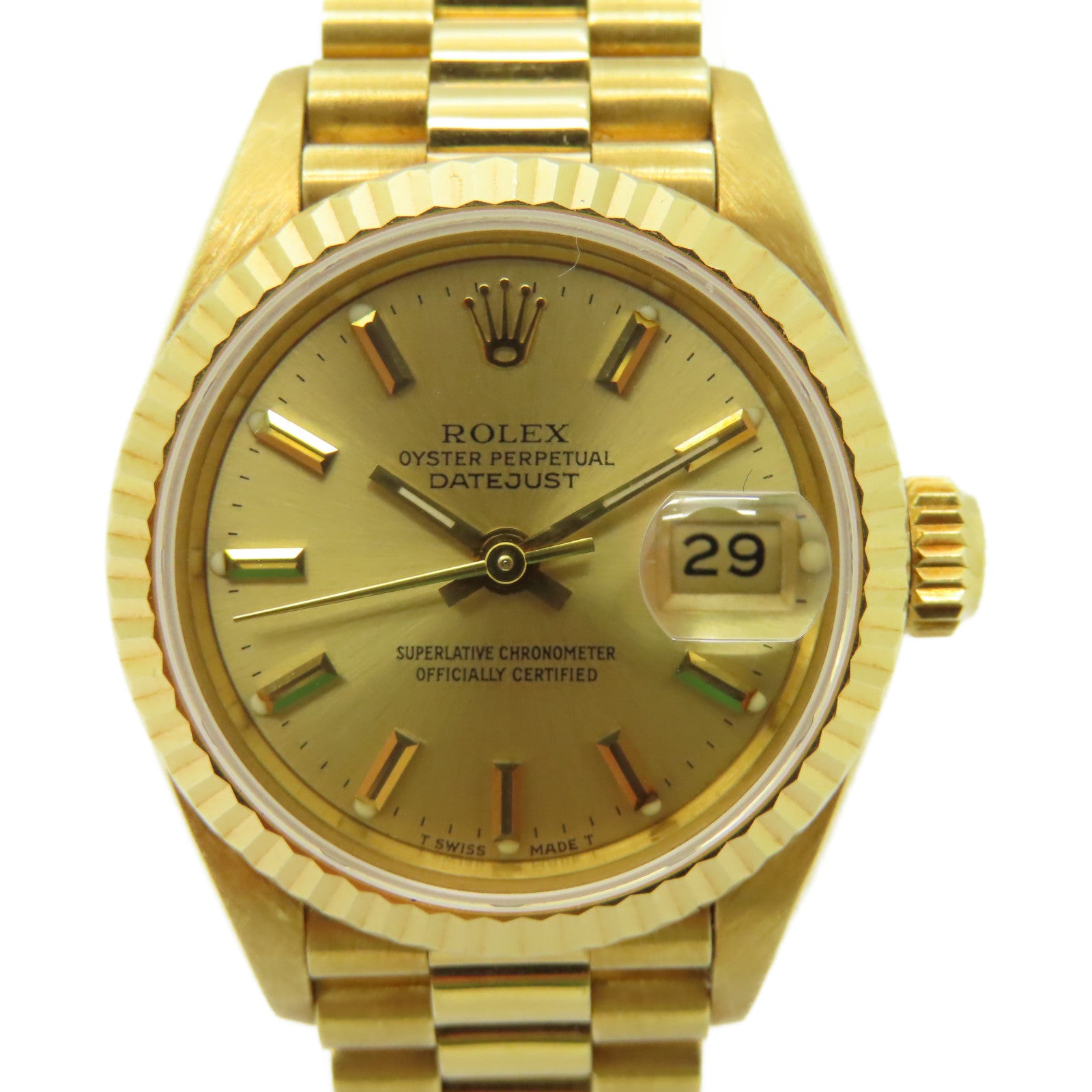 ROLEX Datejust 18K黄金手錶自動機芯金色