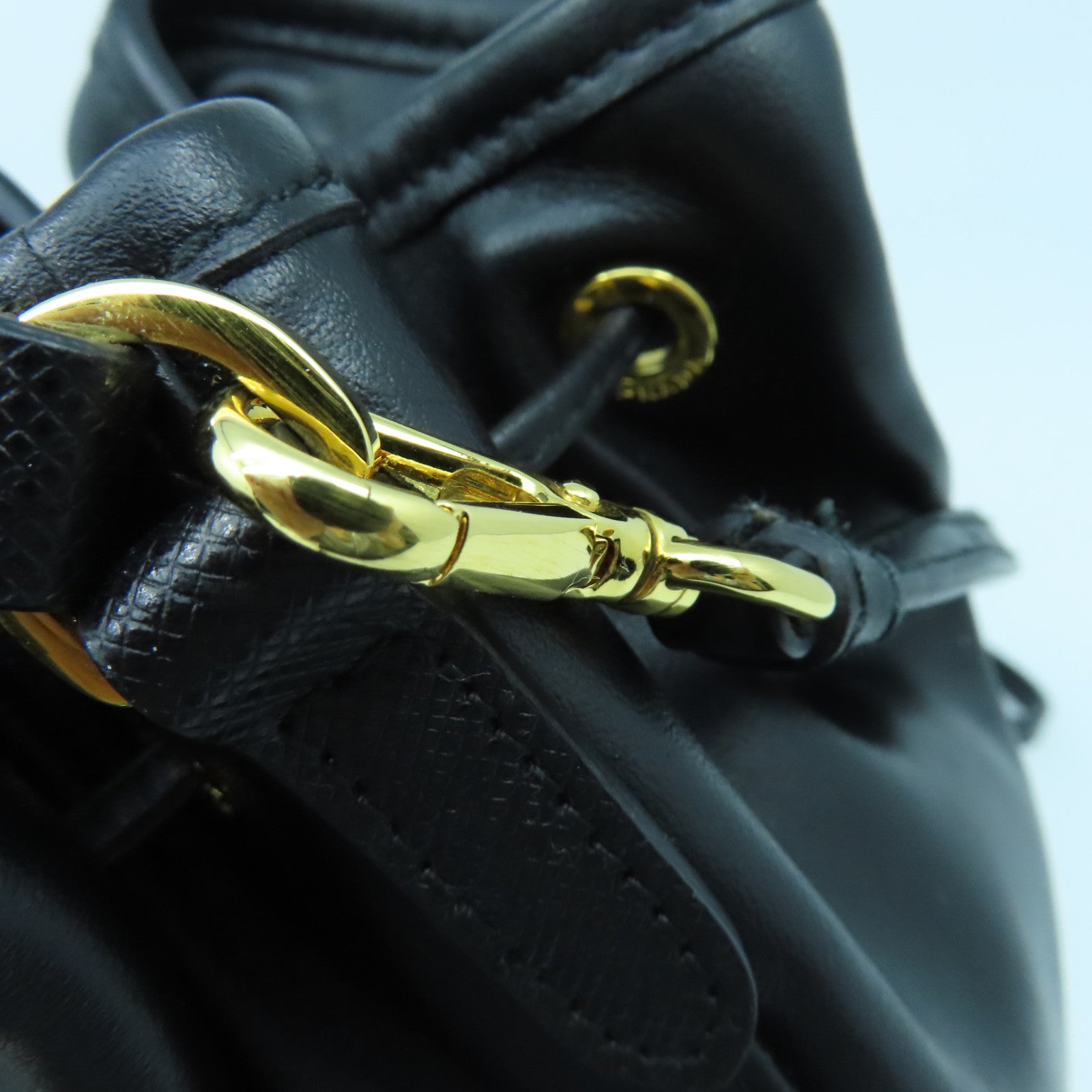 PRADA cowhide leather 2Way Bag gold buckle handle shoulder bag black