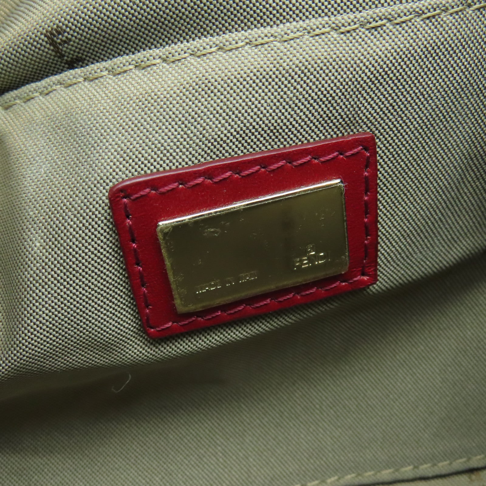 FENDI 帆布Hand Bag金扣手挽袋棕色/紅色