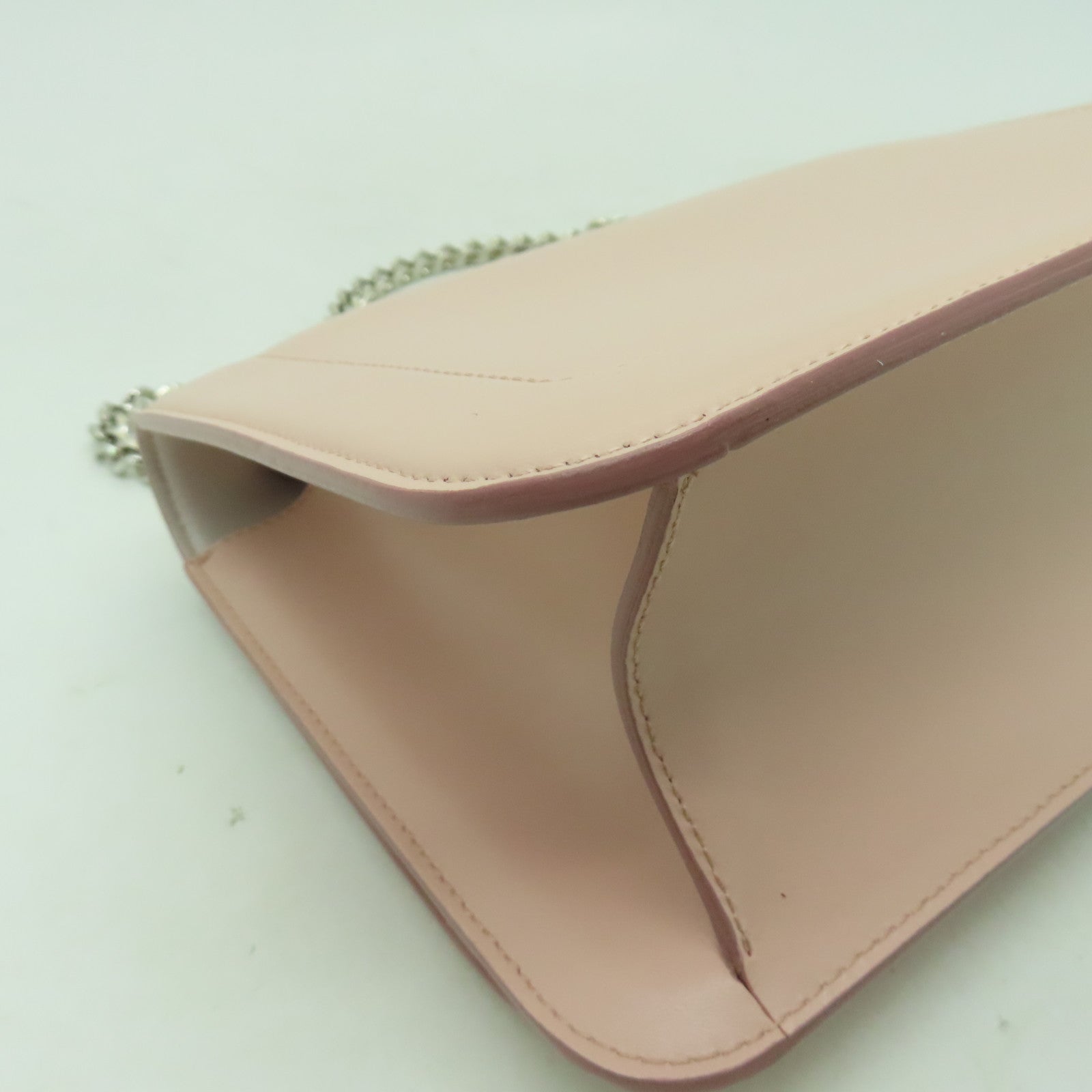 Salvatore Ferragamo 牛皮皮革Chain Shoulder銀扣肩背袋粉紅色