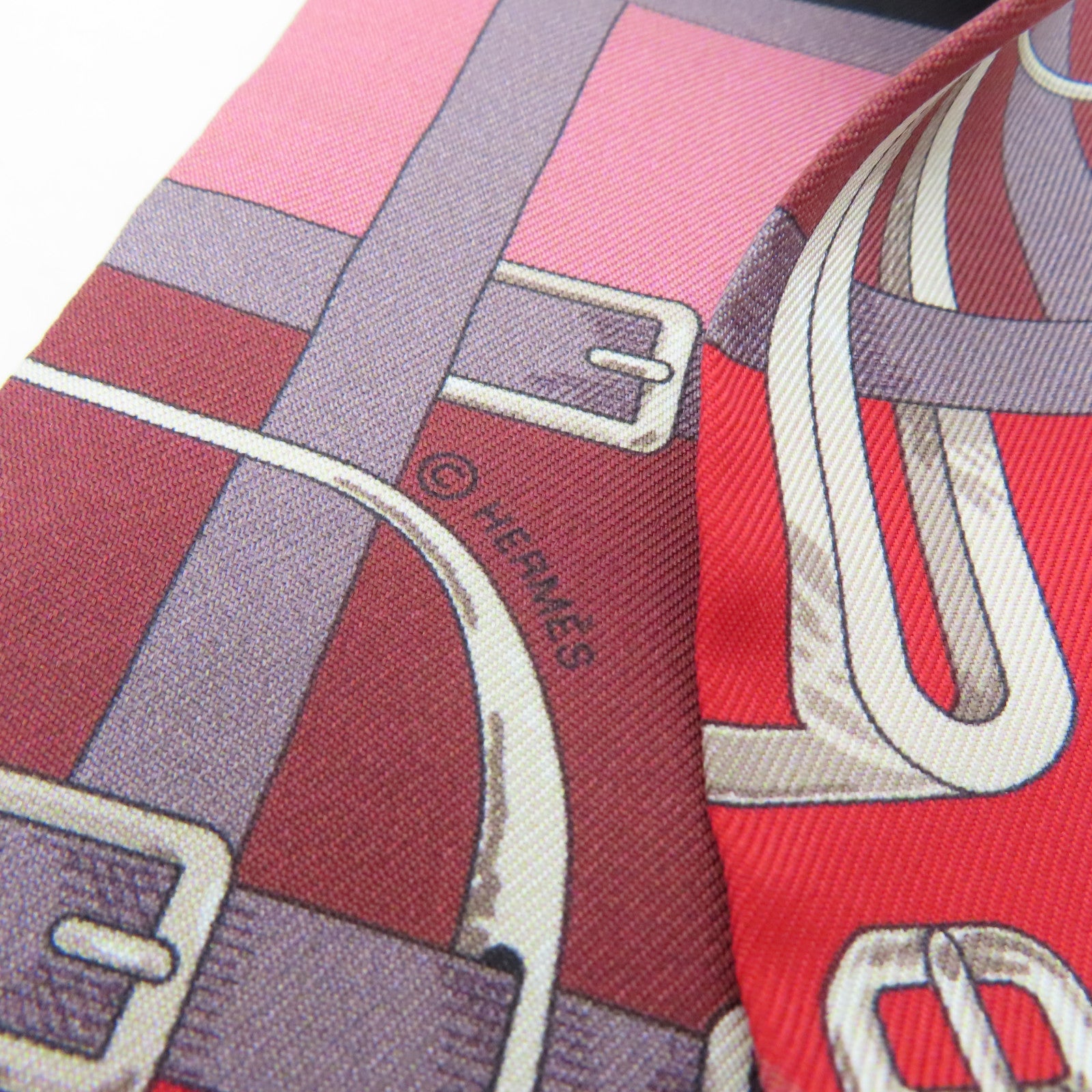 HERMES [Sharp Discount] Silk Twilly Scarf Red/Black/Blue