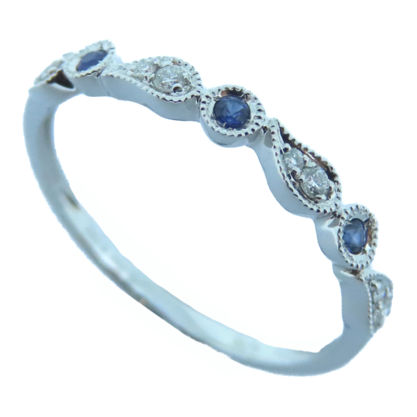 JEWELRY 【激減優惠】18K白金0.05ct藍寶石/0.05ct鑽石戒指US#6
