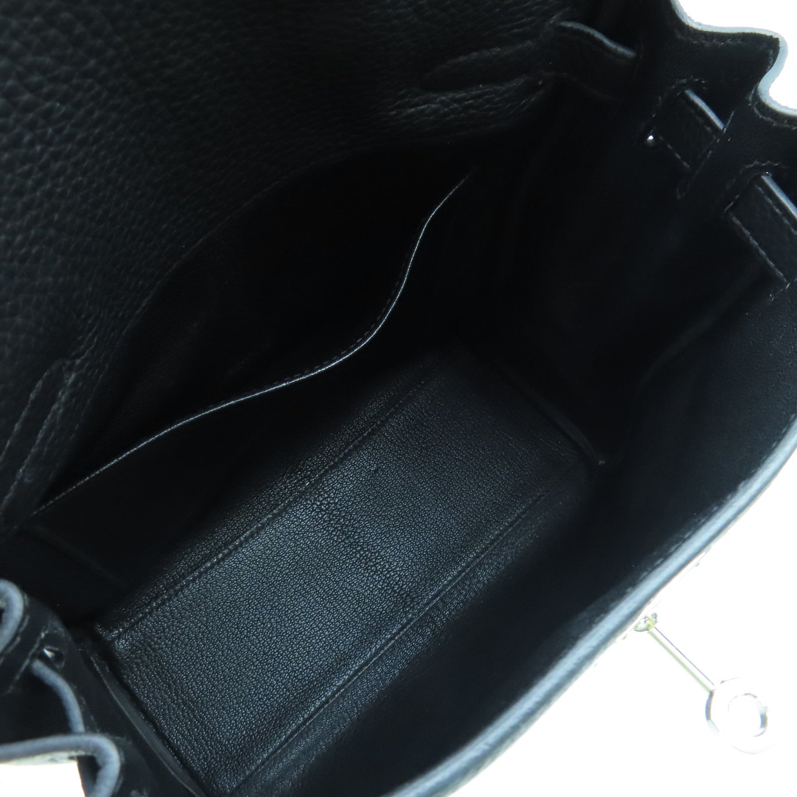 HERMES Togo皮革Kelly Ado銀扣背包黑色
