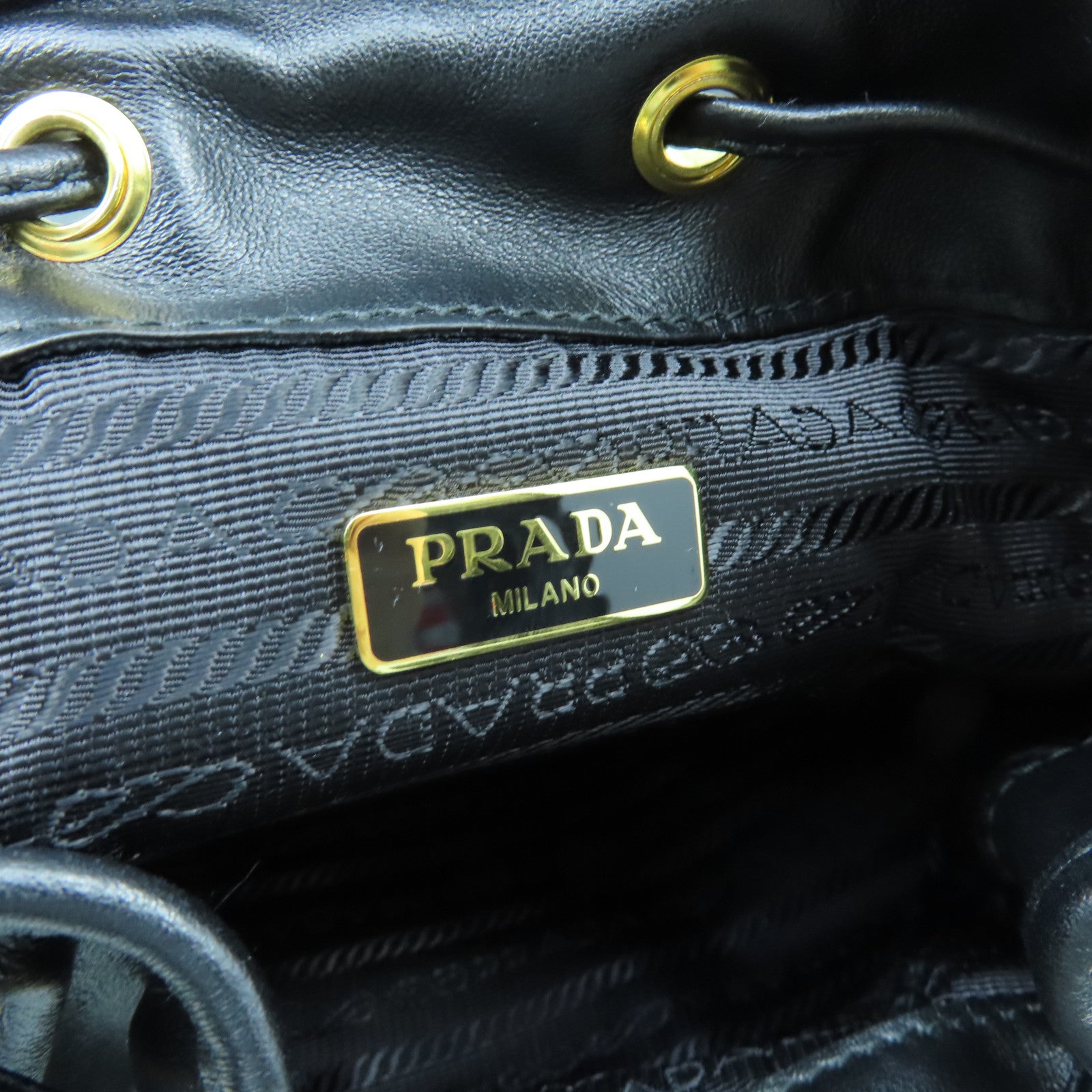 PRADA cowhide leather 2Way Bag gold buckle handle shoulder bag black