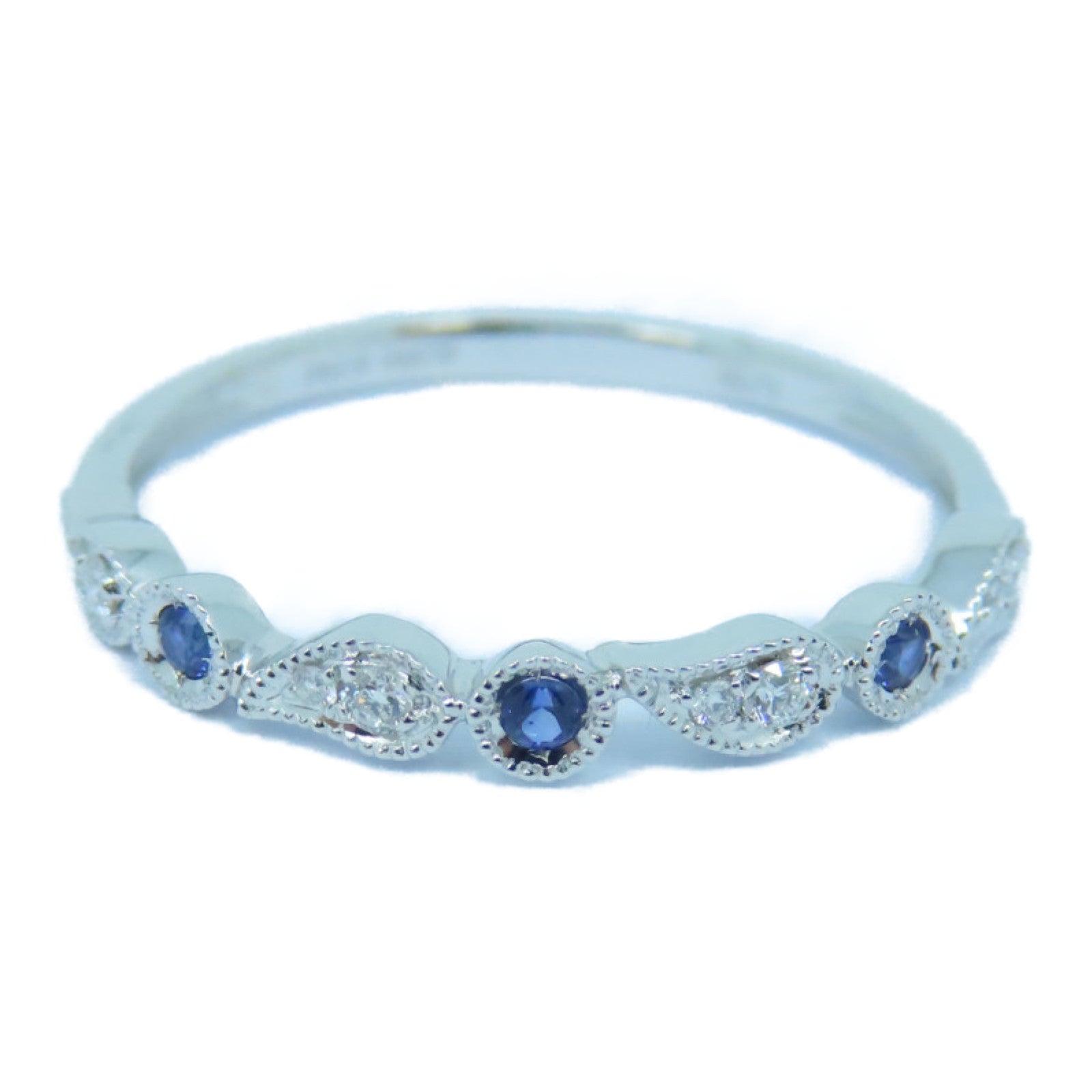 JEWELRY 【激減優惠】18K白金0.05ct藍寶石/0.05ct鑽石戒指US#6