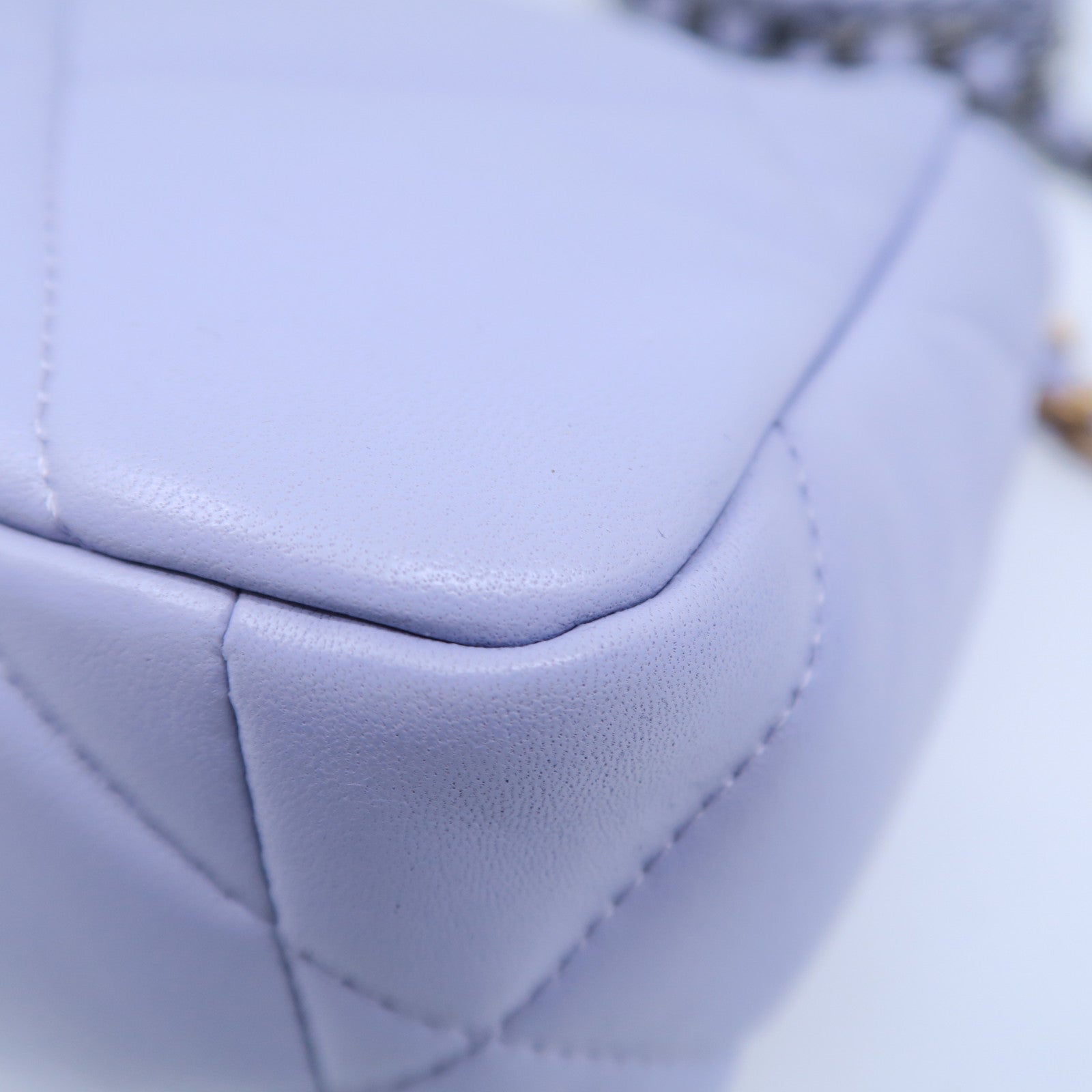 CHANEL 菱格羊皮皮革Chain Shoulder Bag金扣鏈帶手挽肩背兩用袋紫色
