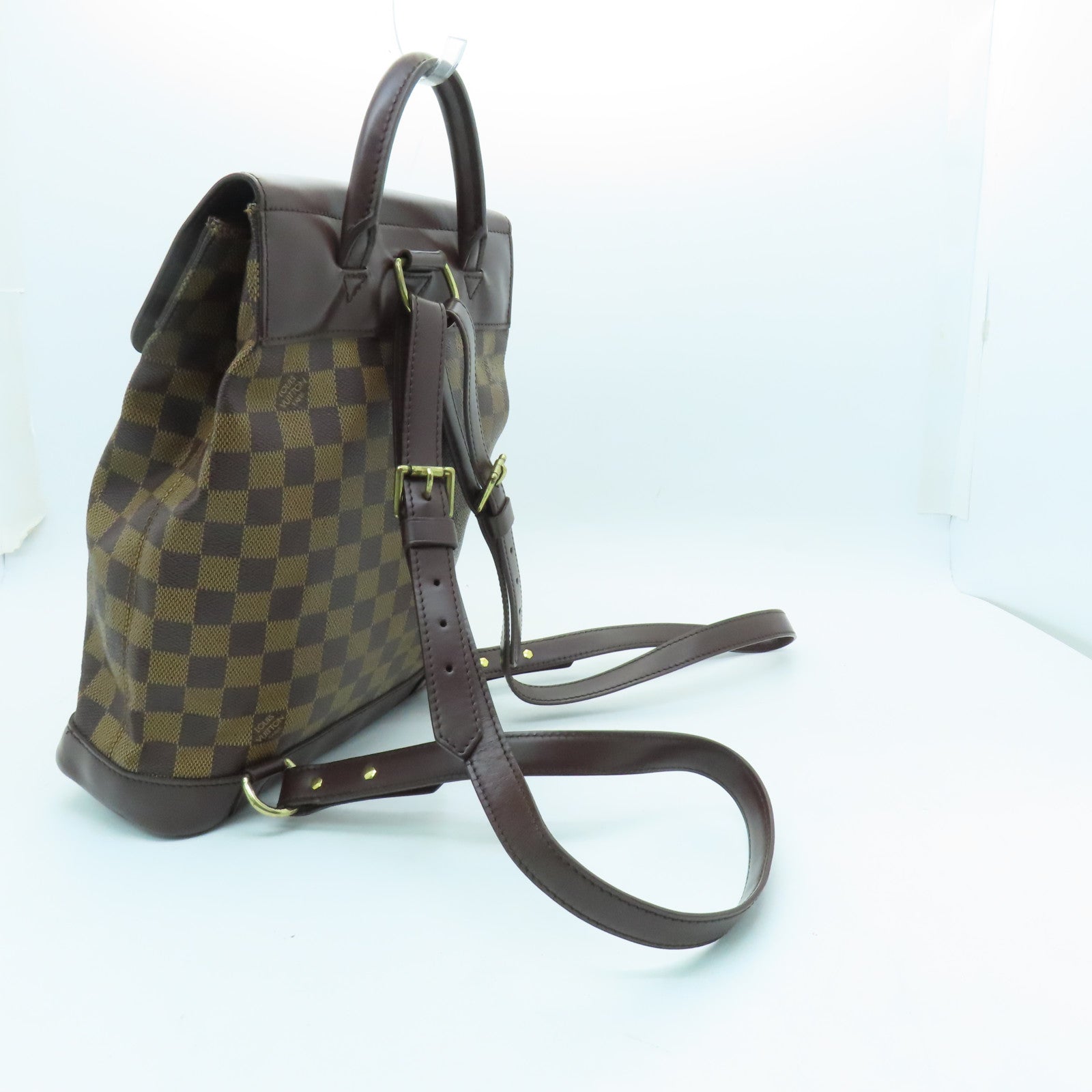 LOUIS VUITTON Damier Soho Centencire Gold Buckle Backpack Brown