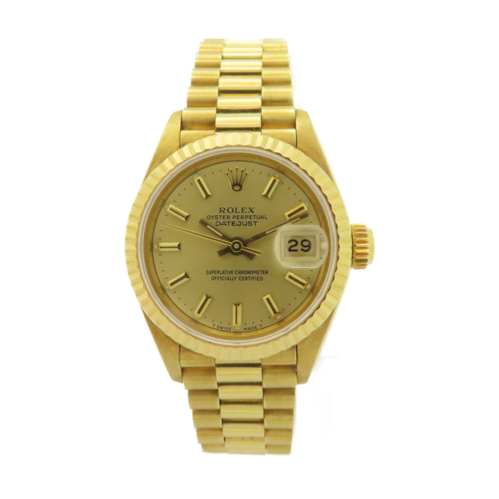 ROLEX Datejust 18K黄金手錶自動機芯金色