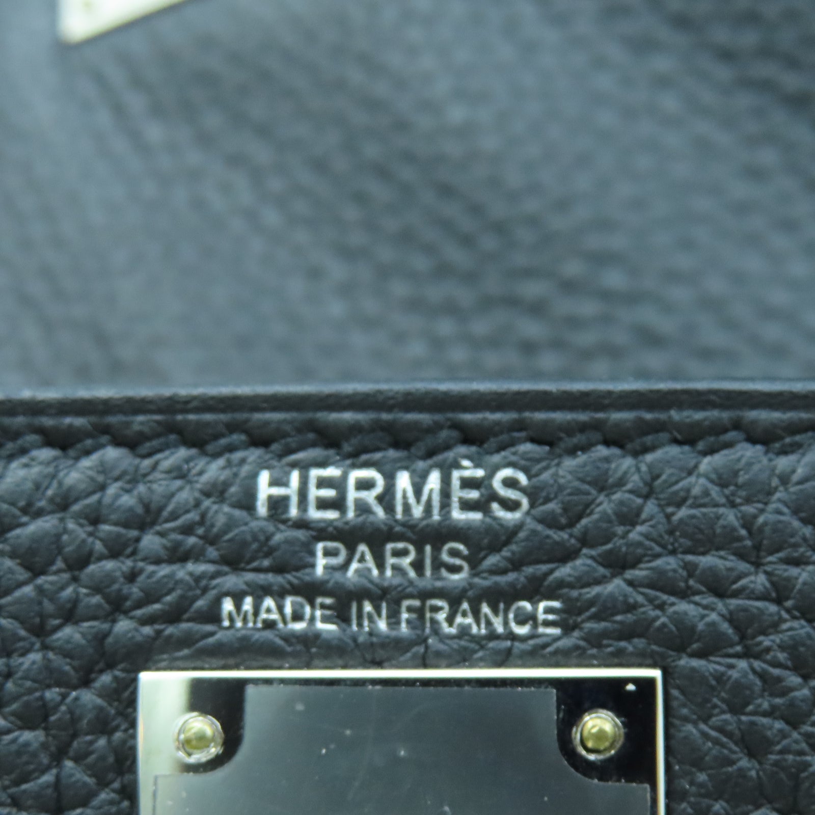 HERMES Togo皮革Kelly Ado銀扣背包黑色