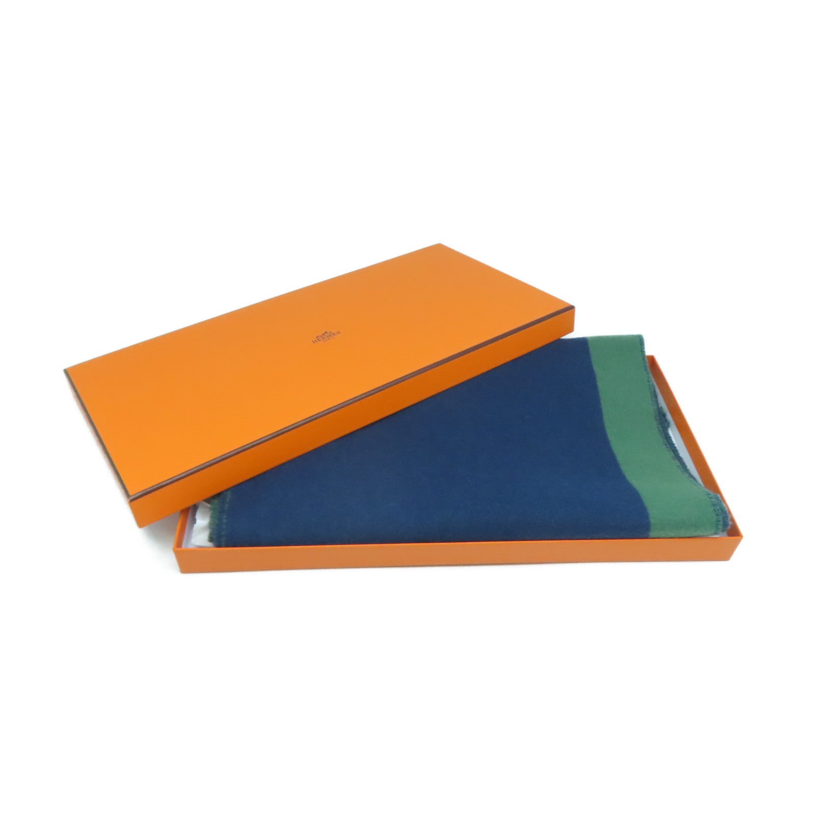 HERMES 羊絨Scarf圍巾綠色/藍色
