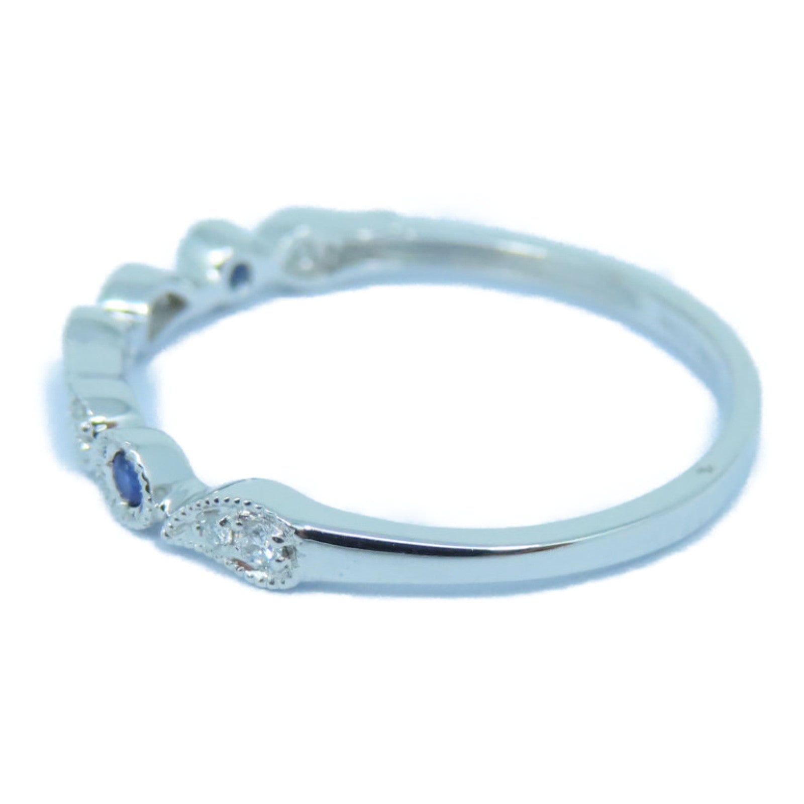 JEWELRY 【激減優惠】18K白金0.05ct藍寶石/0.05ct鑽石戒指US#6