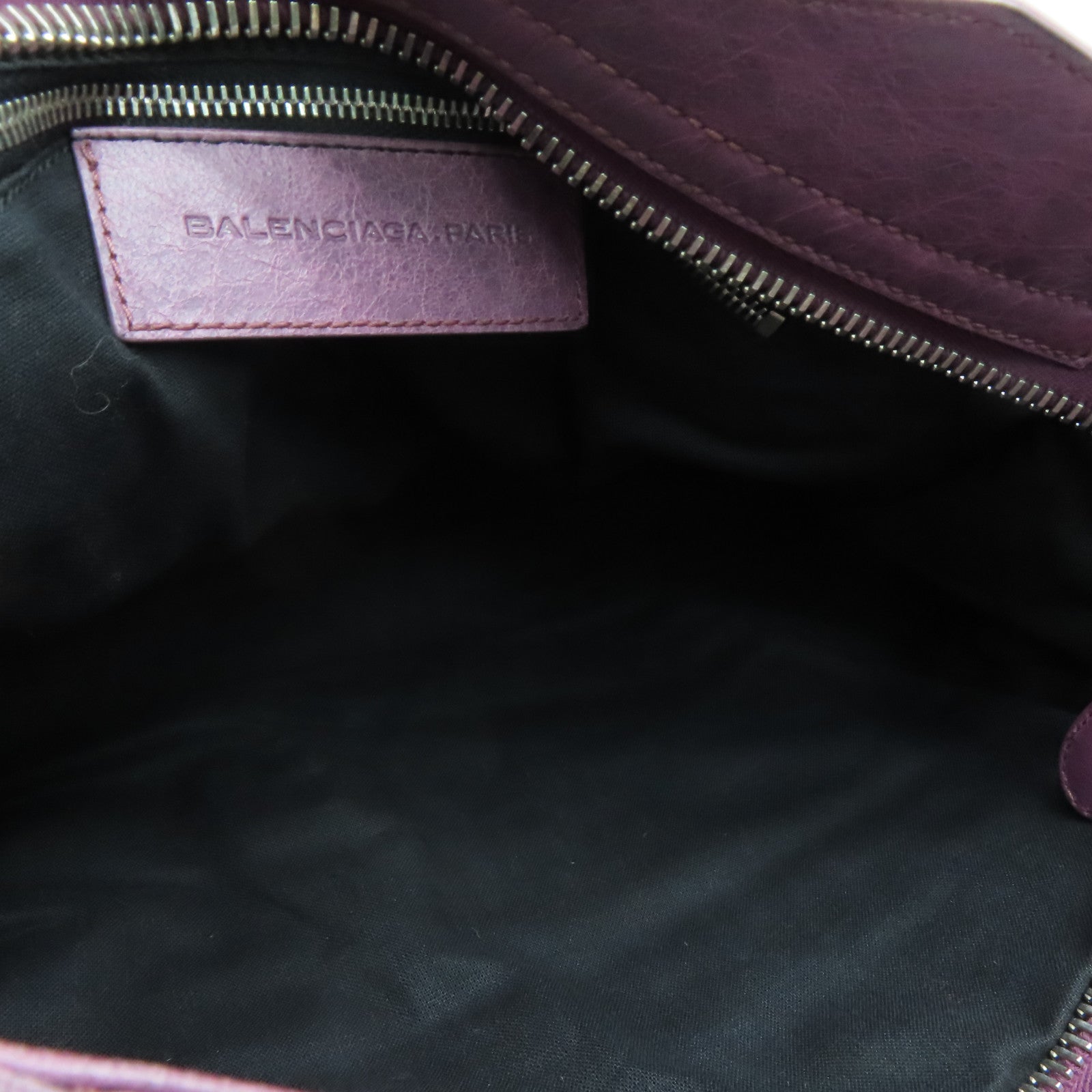 BALENCIAGA 牛皮皮革City银扣手挽肩背两用袋紫色