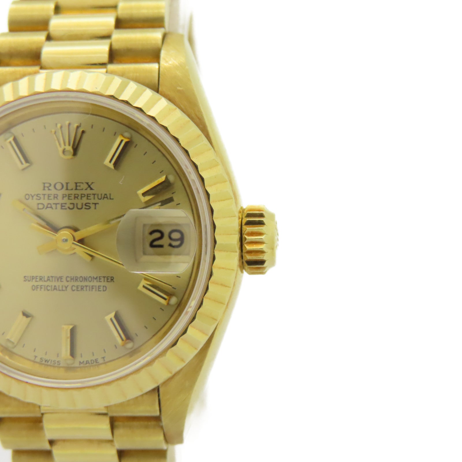 ROLEX Datejust 18K黄金手錶自動機芯金色
