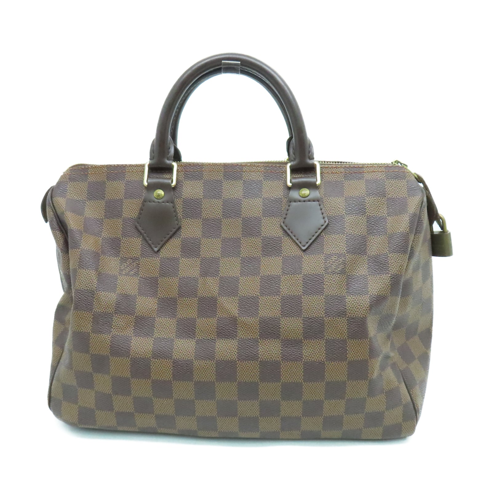 LOUIS VUITTON Damier Speedy 30金扣手挽袋棕色