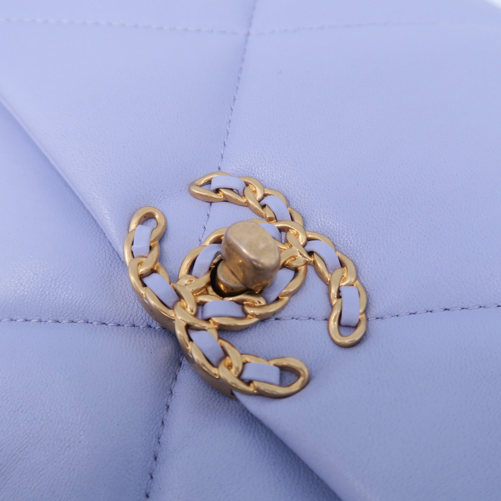 CHANEL 菱格羊皮皮革Chain Shoulder Bag金扣鏈帶手挽肩背兩用袋紫色
