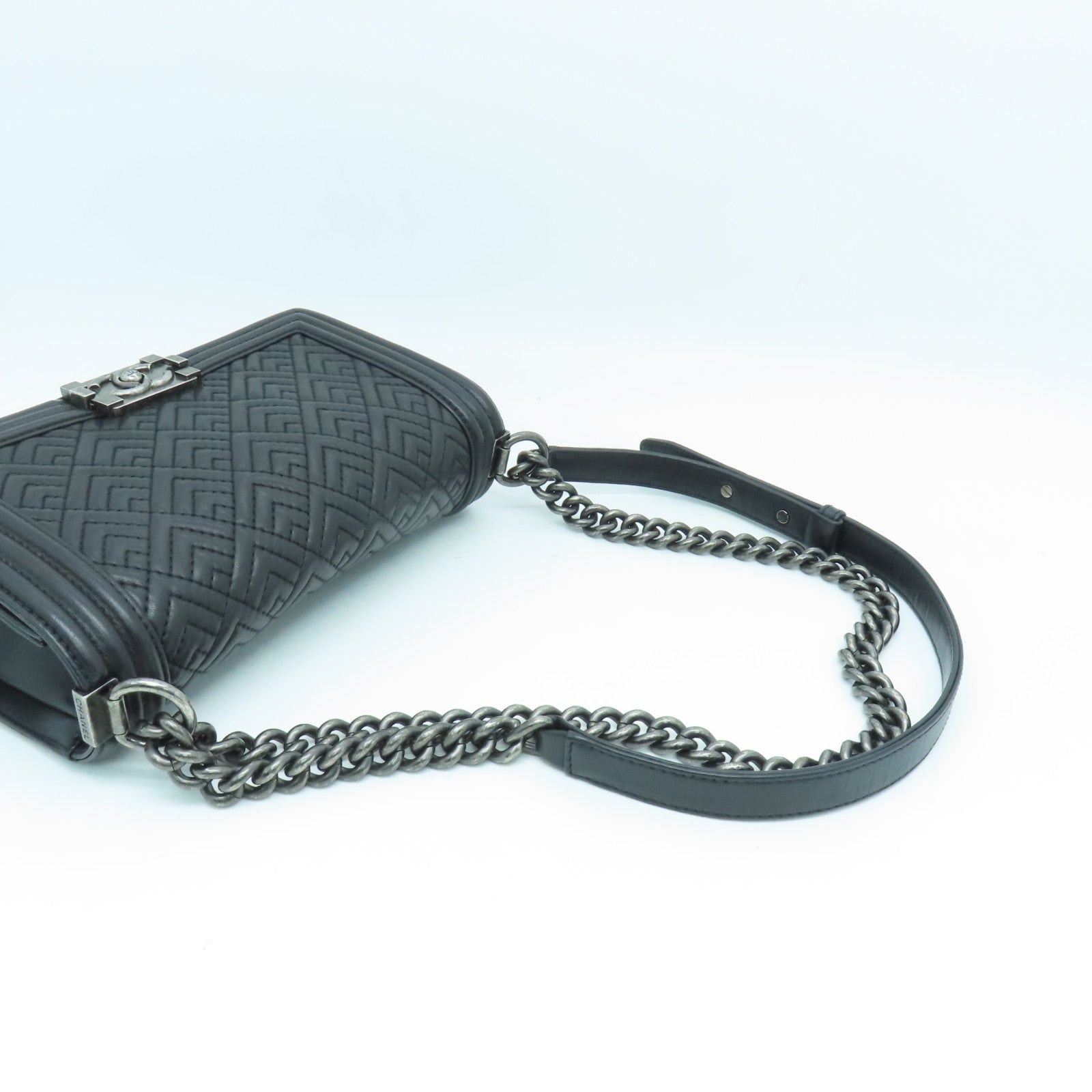 CHANEL 羊皮皮革Chain Shoulder Bag链带肩背袋黑色