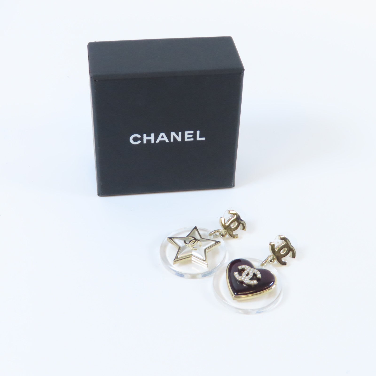 CHANEL PVC Earrings金扣耳環白色/啡色/透明