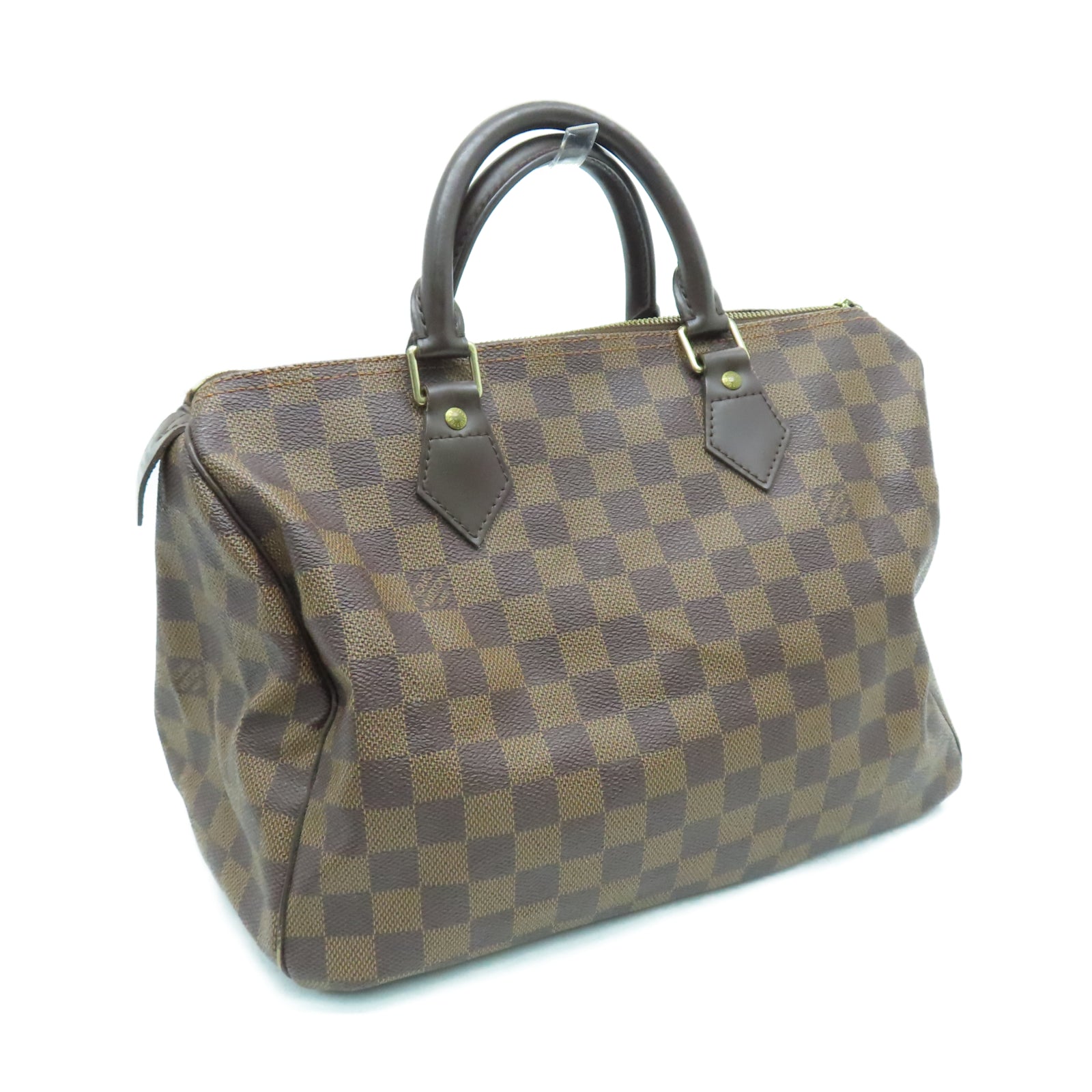 LOUIS VUITTON Damier Speedy 30金扣手挽袋棕色