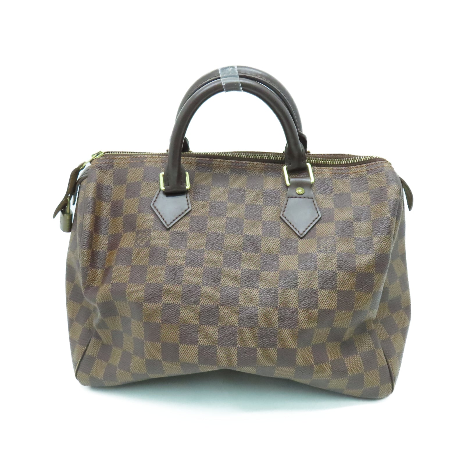 LOUIS VUITTON Damier Speedy 30金扣手挽袋棕色
