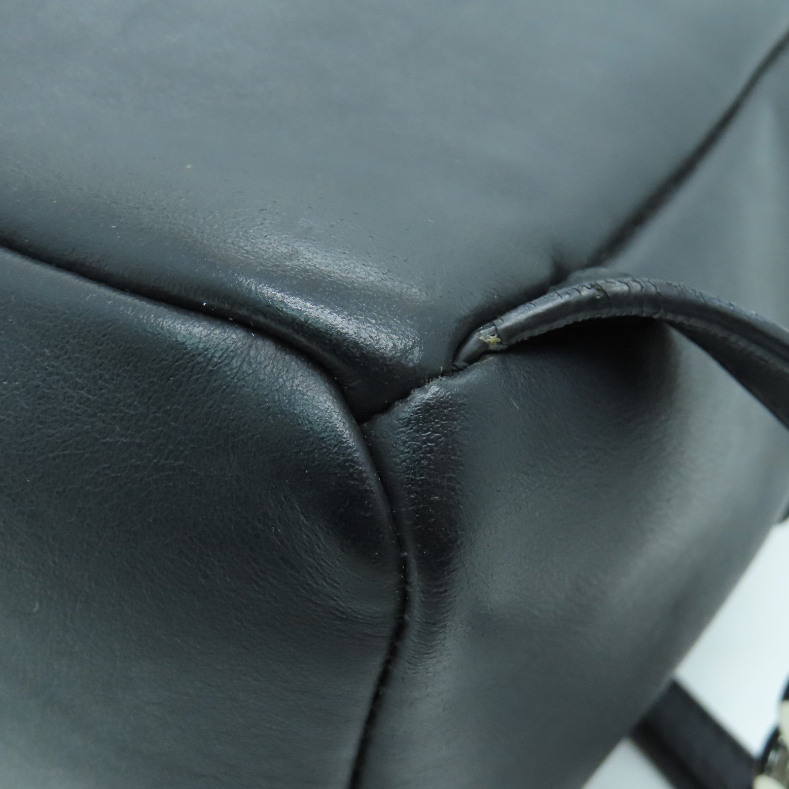 FENDI Cowhide Leather Backpack Silver Buckle Backpack Black