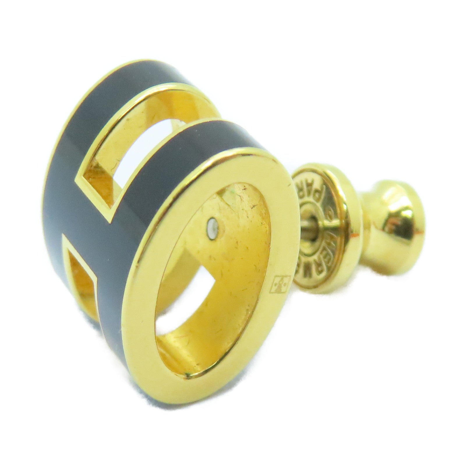 HERMES 金屬Pop H Earrings耳環黑色/金色