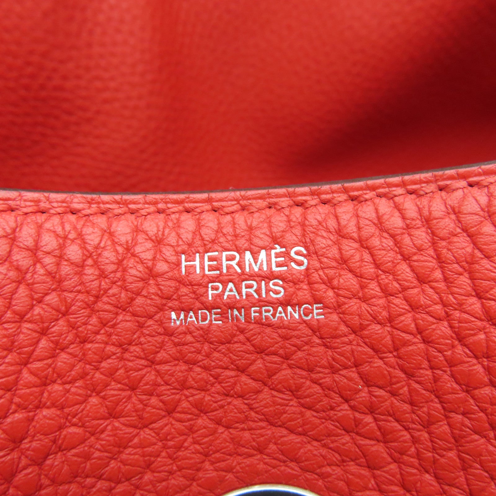 HERMES Clemence皮革Lindy 34银扣手挽肩背两用袋爱心红