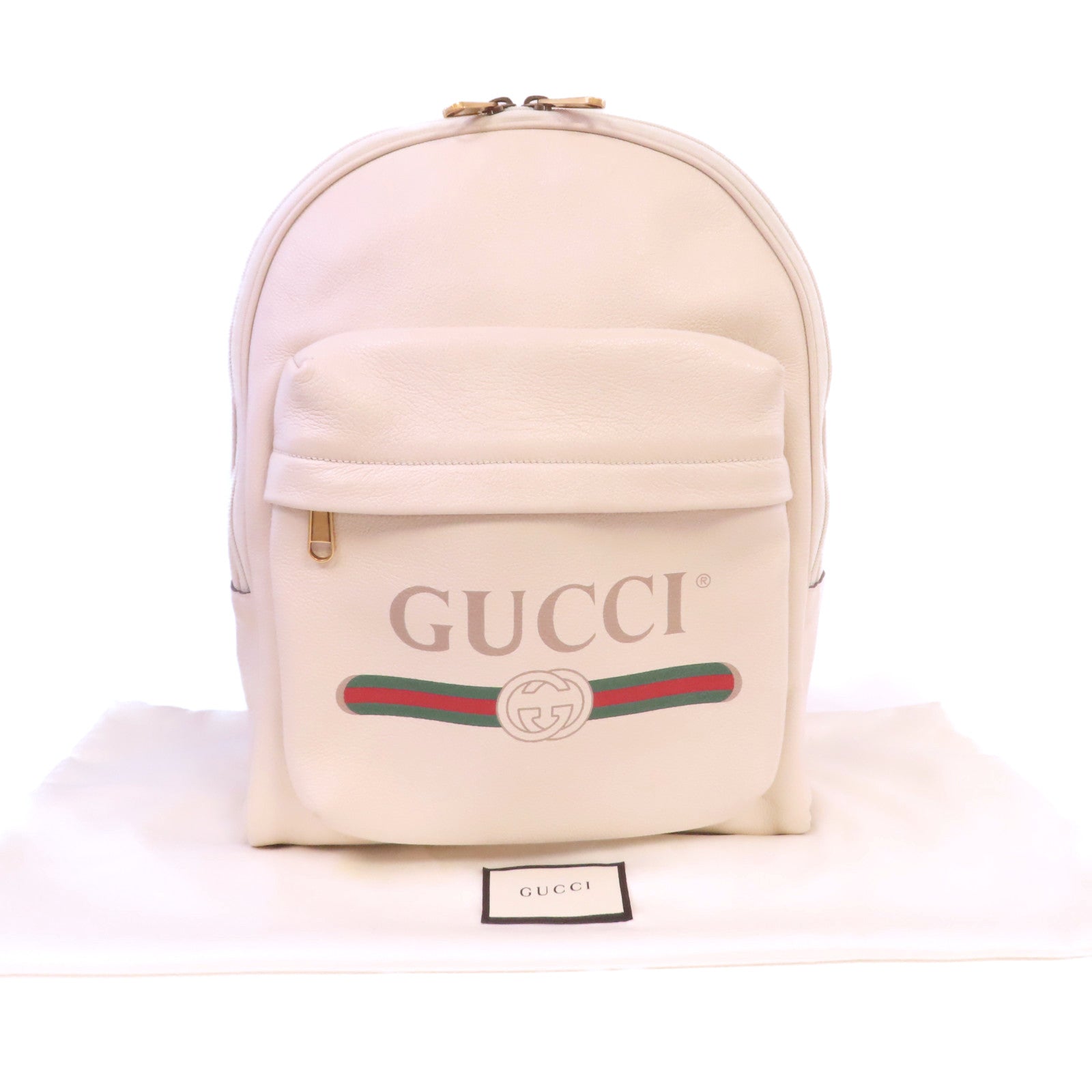 GUCCI 牛皮皮革Backpack背包米白色
