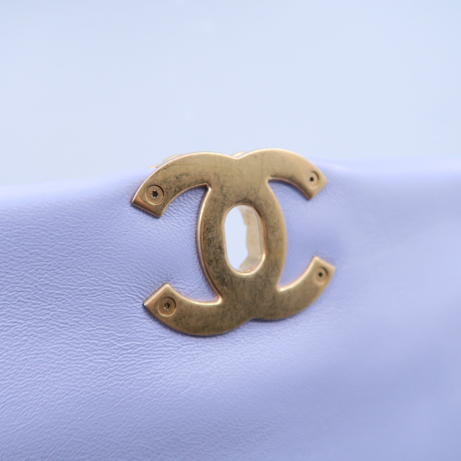 CHANEL 菱格羊皮皮革Chain Shoulder Bag金扣鏈帶手挽肩背兩用袋紫色