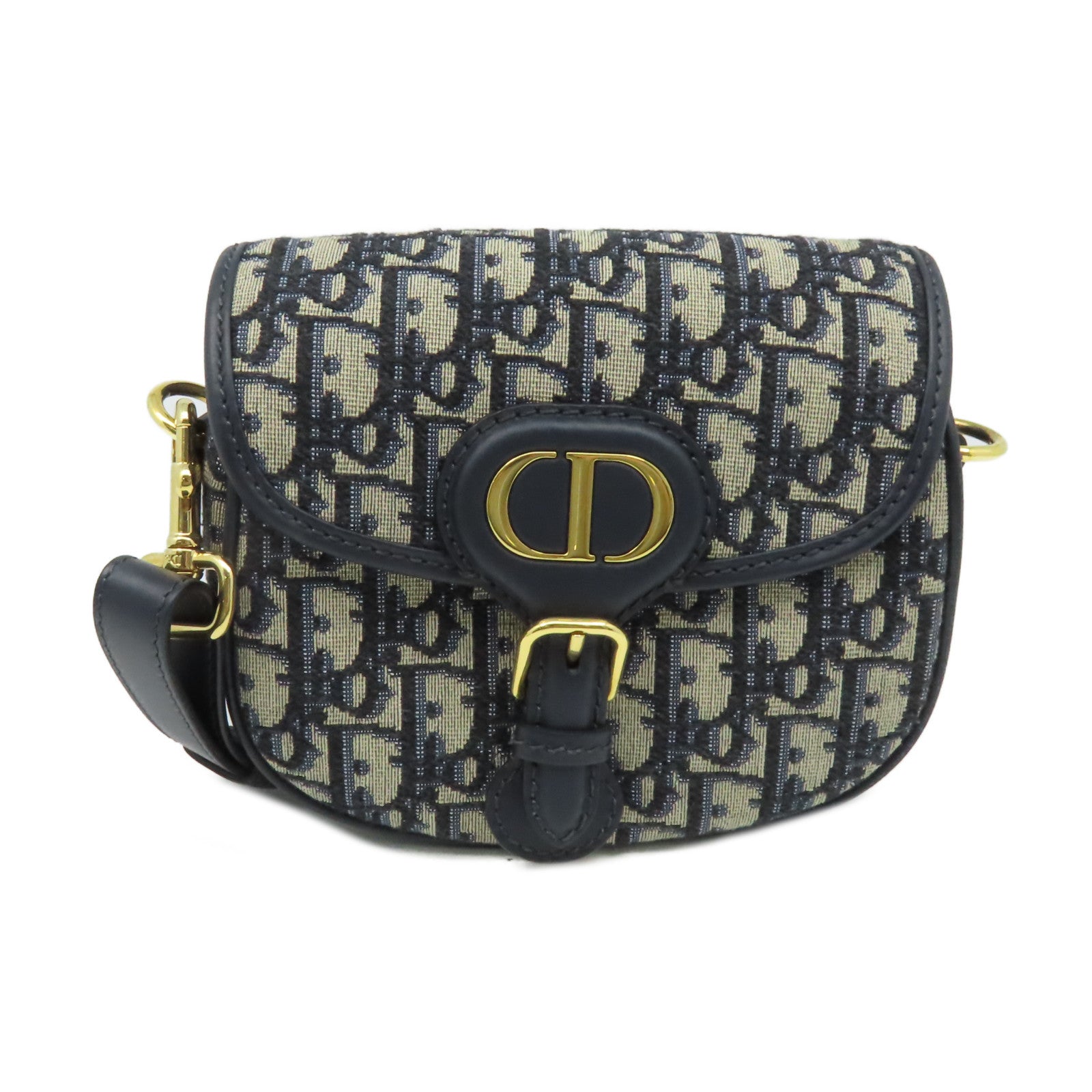 Dior 帆布Bobby Small Chain Shoulder Bag金扣鏈帶肩背袋寶藍色