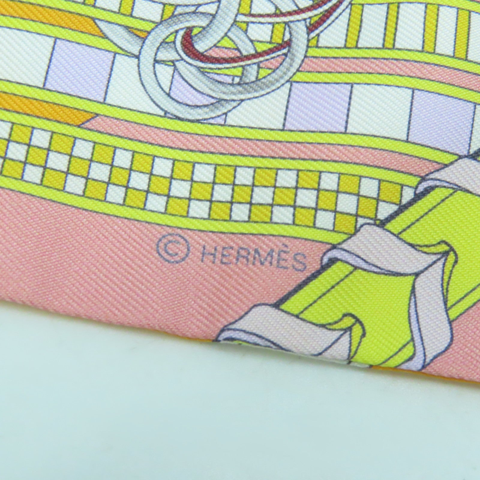 HERMES 丝质Twilly丝巾黄色橙色