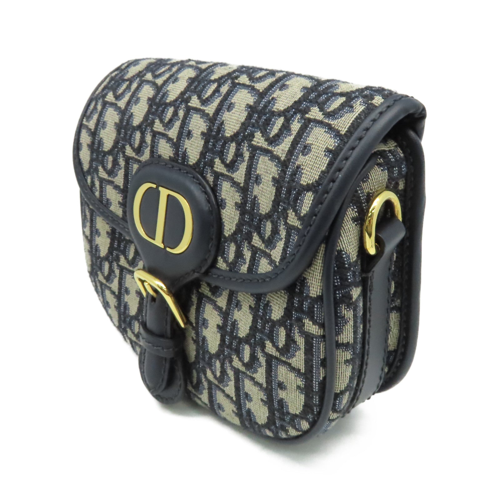 Dior 帆布Bobby Small Chain Shoulder Bag金扣鏈帶肩背袋寶藍色
