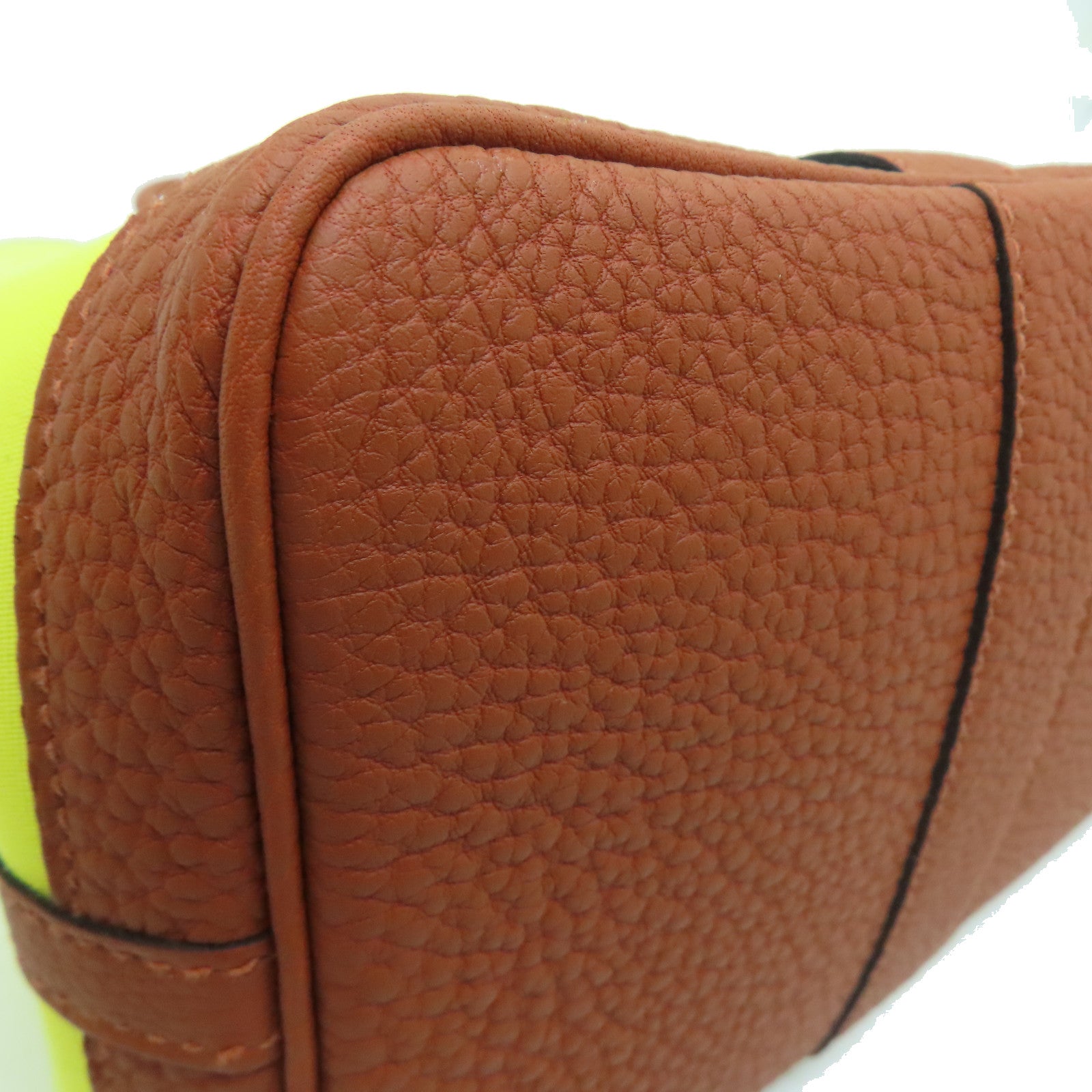 HERMES [Sharp Discount] Canvas Garden Party TPM Silver Buckle Hand Bag Yellow/Brown