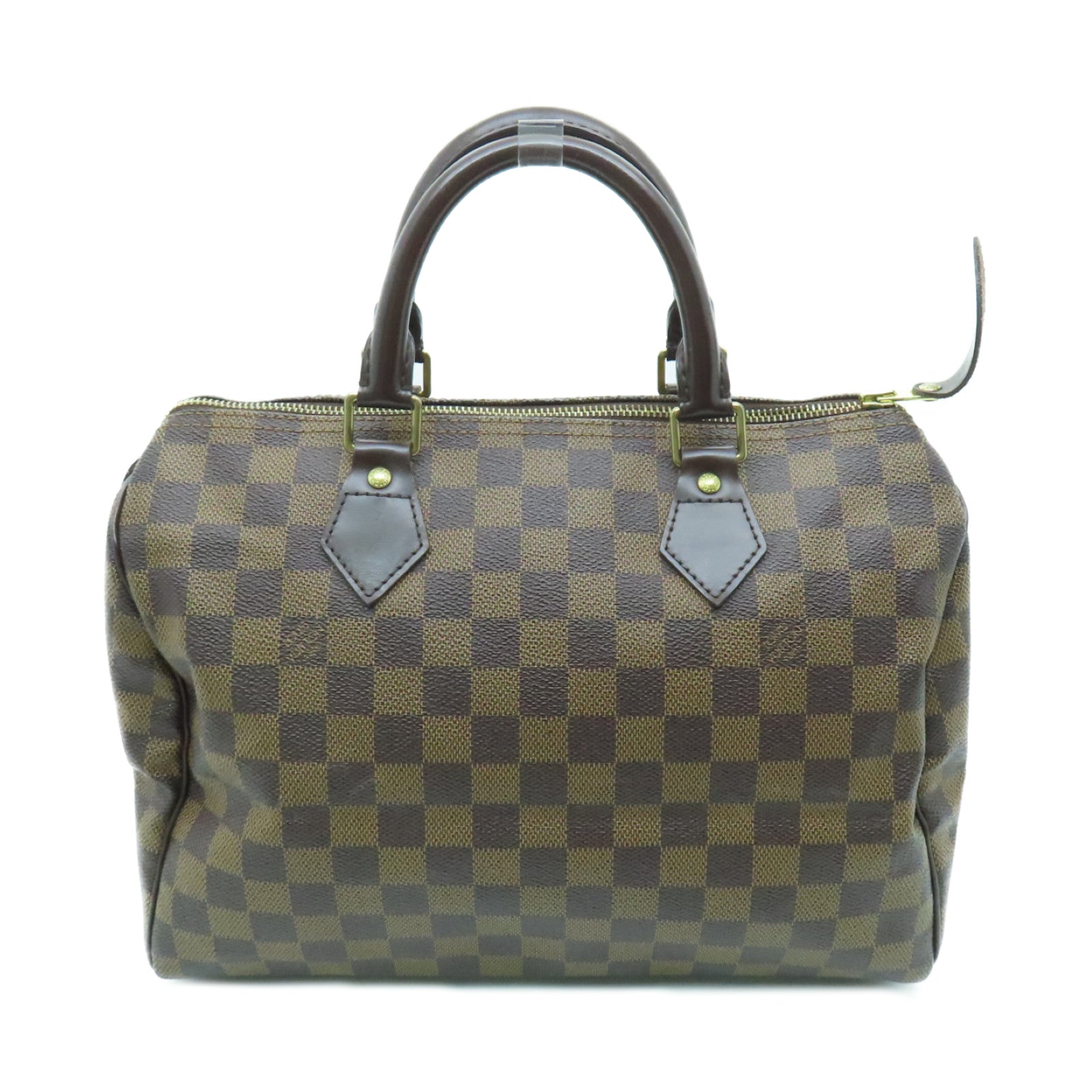 LOUIS VUITTON Damier Speedy 30 Gold Buckle Bag Brown