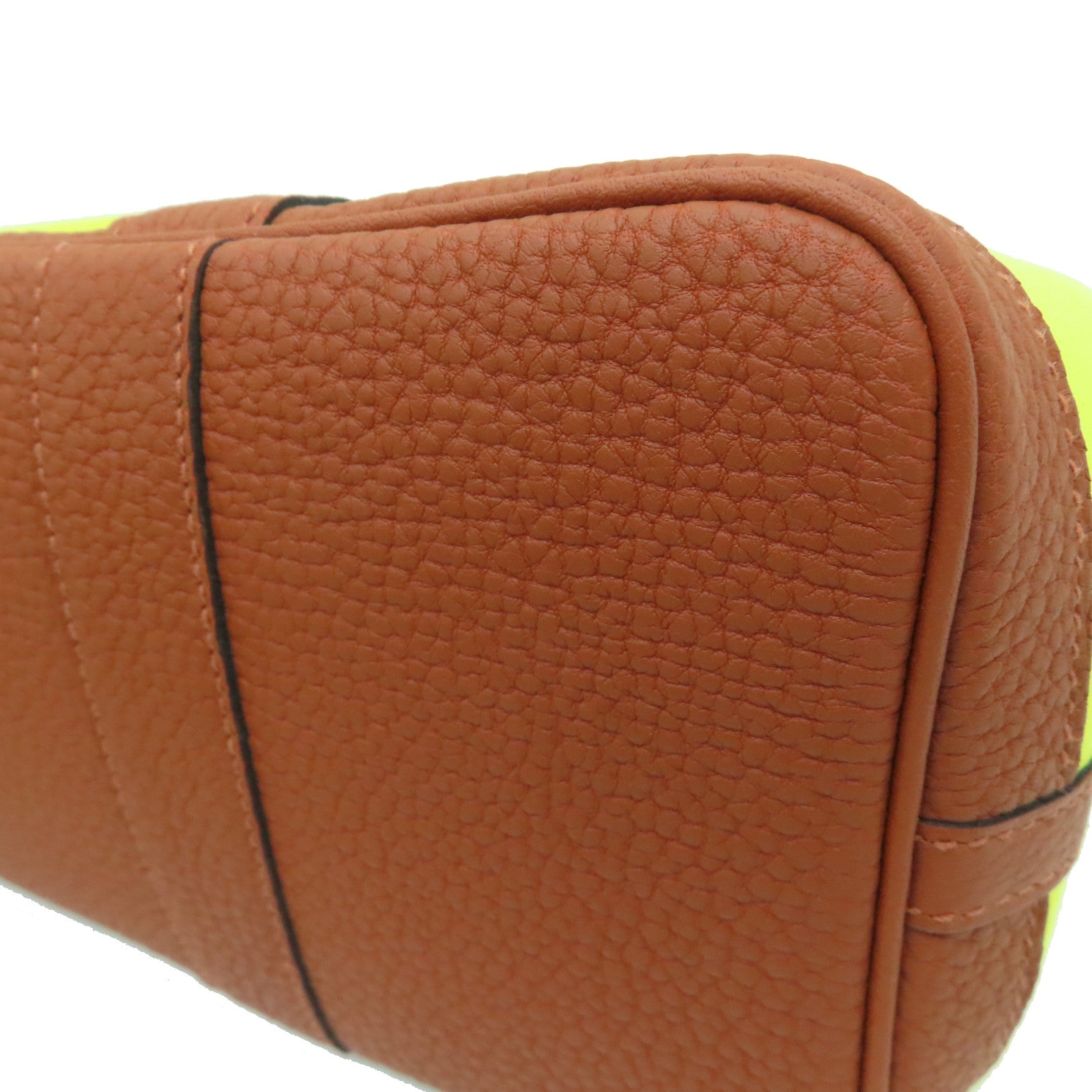 HERMES [Sharp Discount] Canvas Garden Party TPM Silver Buckle Hand Bag Yellow/Brown