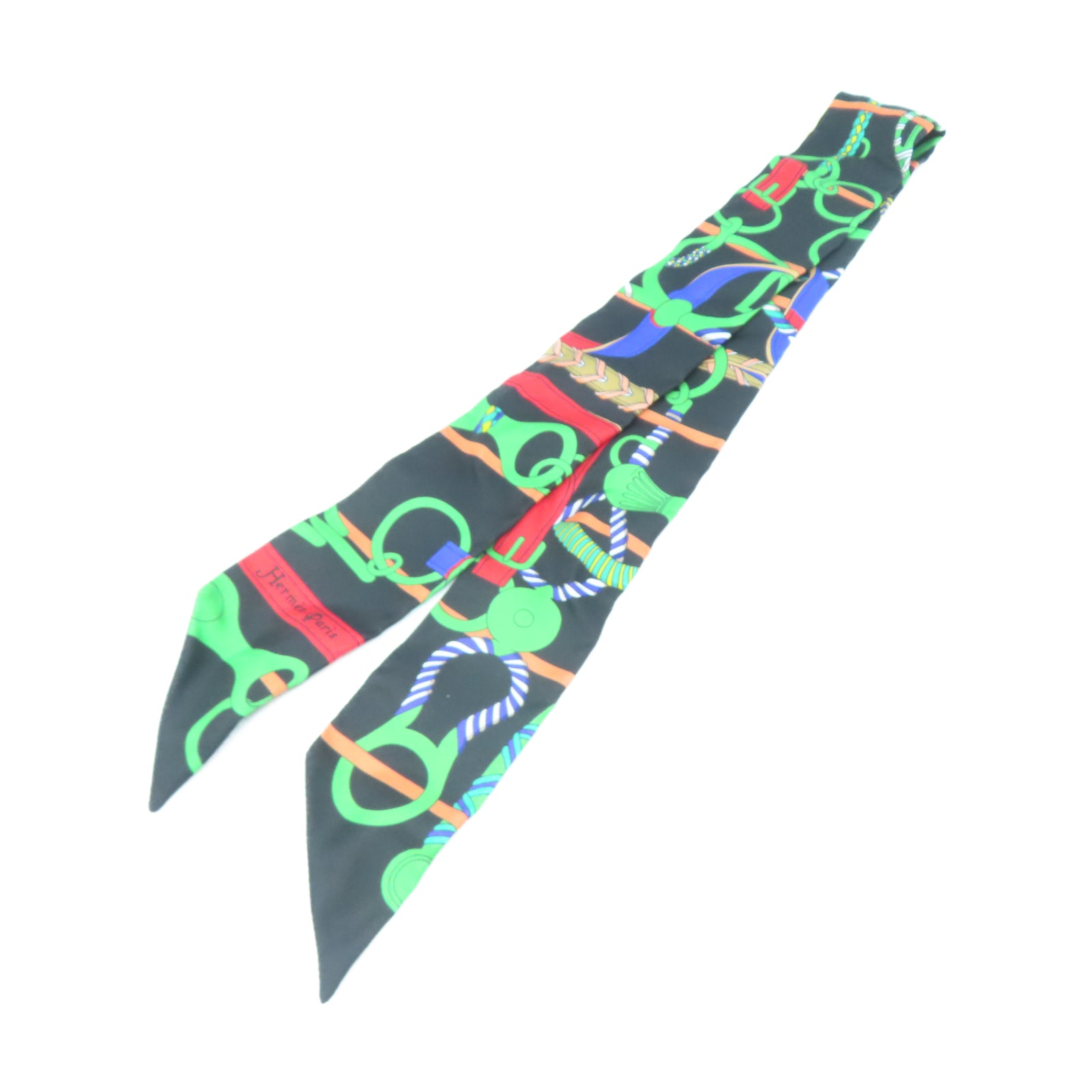 HERMES 絲質Twilly Scarf絲巾黑色