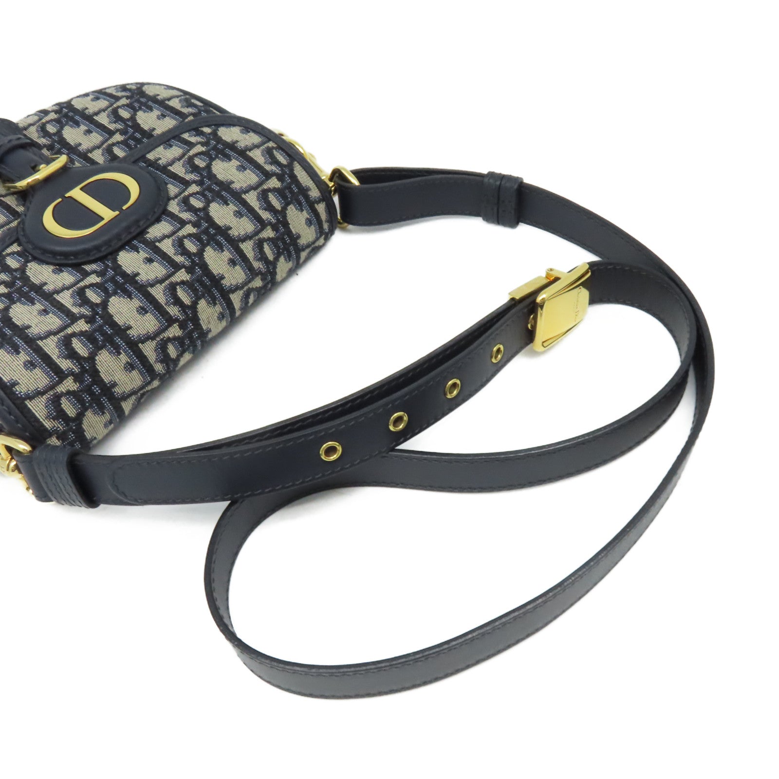 Dior 帆布Bobby Small Chain Shoulder Bag金扣鏈帶肩背袋寶藍色