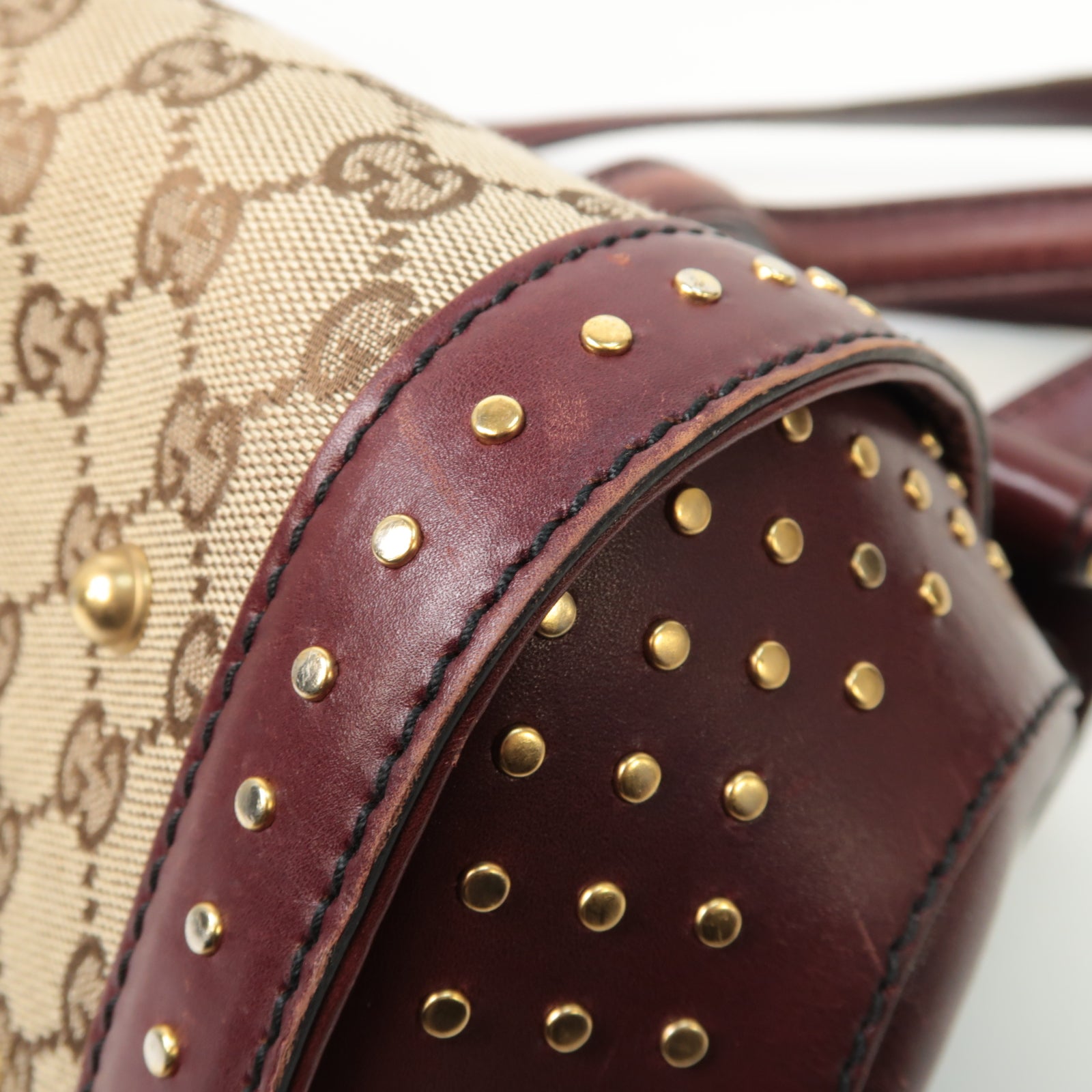 GUCCI 帆布Shoulder Bag金扣肩背袋棕色